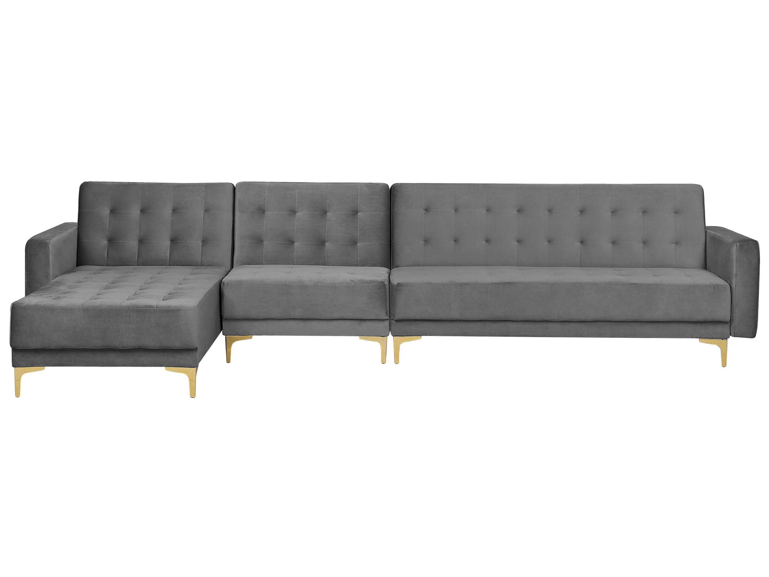 Canapé angle droite convertible velours gris 5 places (photo) Canapé angle droite convertible velours gris 5 places