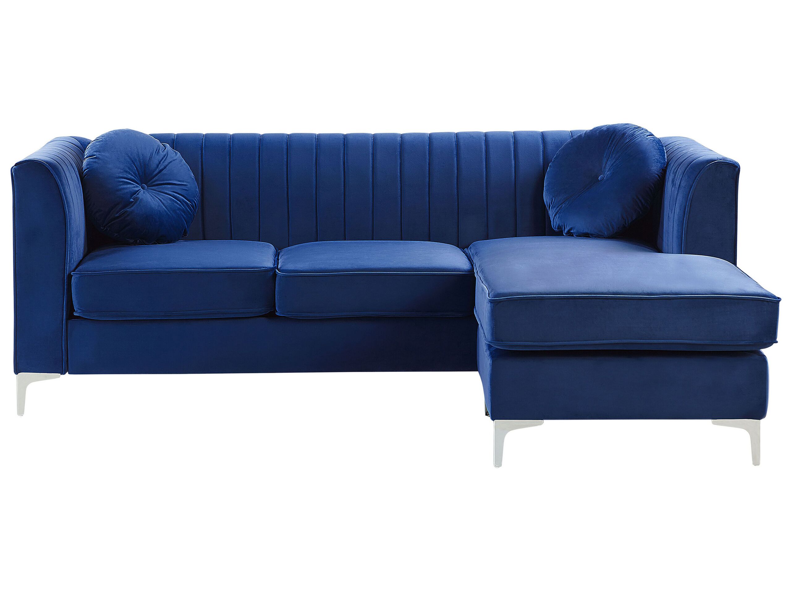 Canapé d'angle 3 places Bleu Velours Moderne Confort
