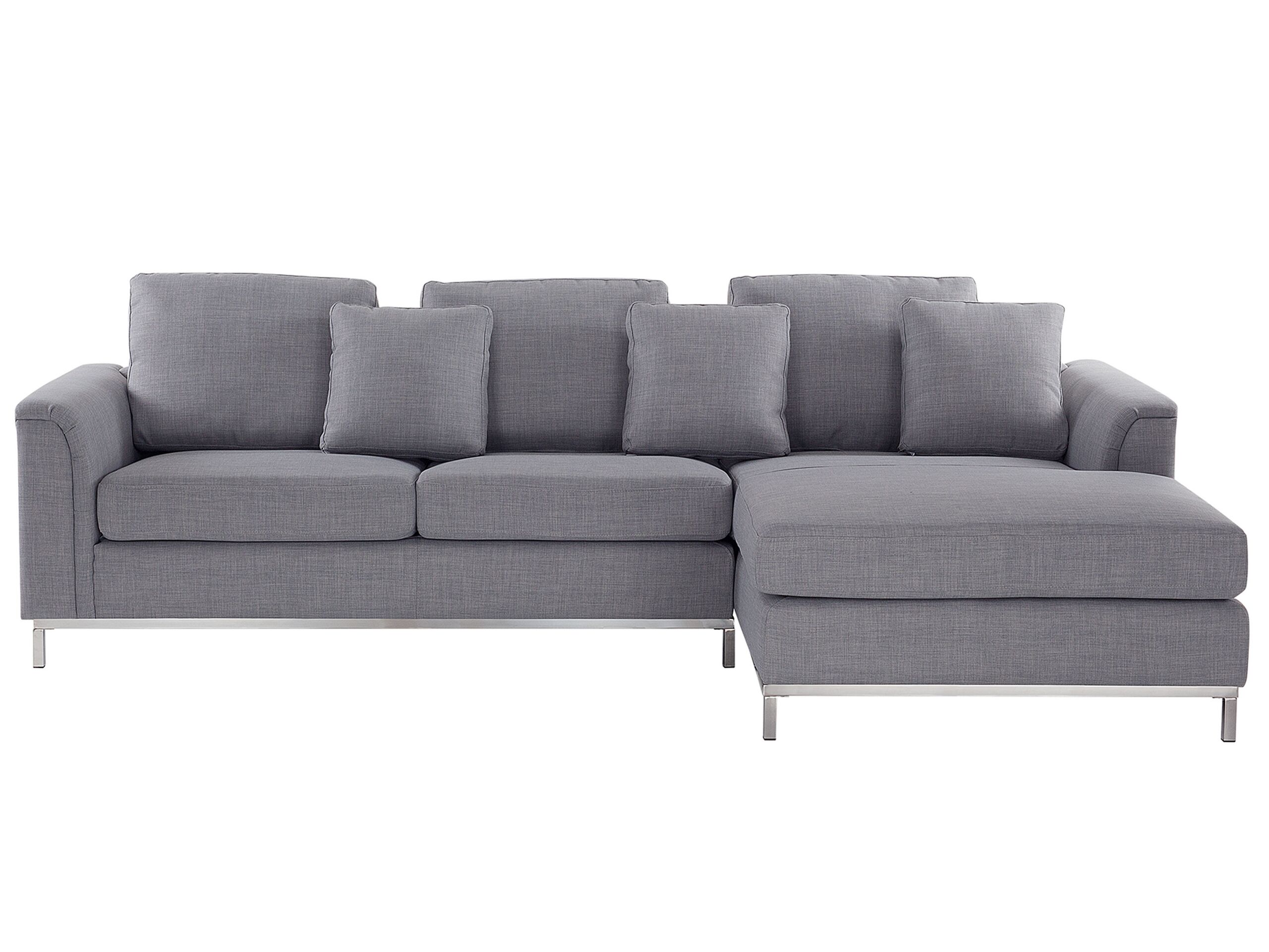 Canapé angle à gauche 4 places en tissu gris clair (photo) Canapé angle à gauche 4 places en tissu gris clair