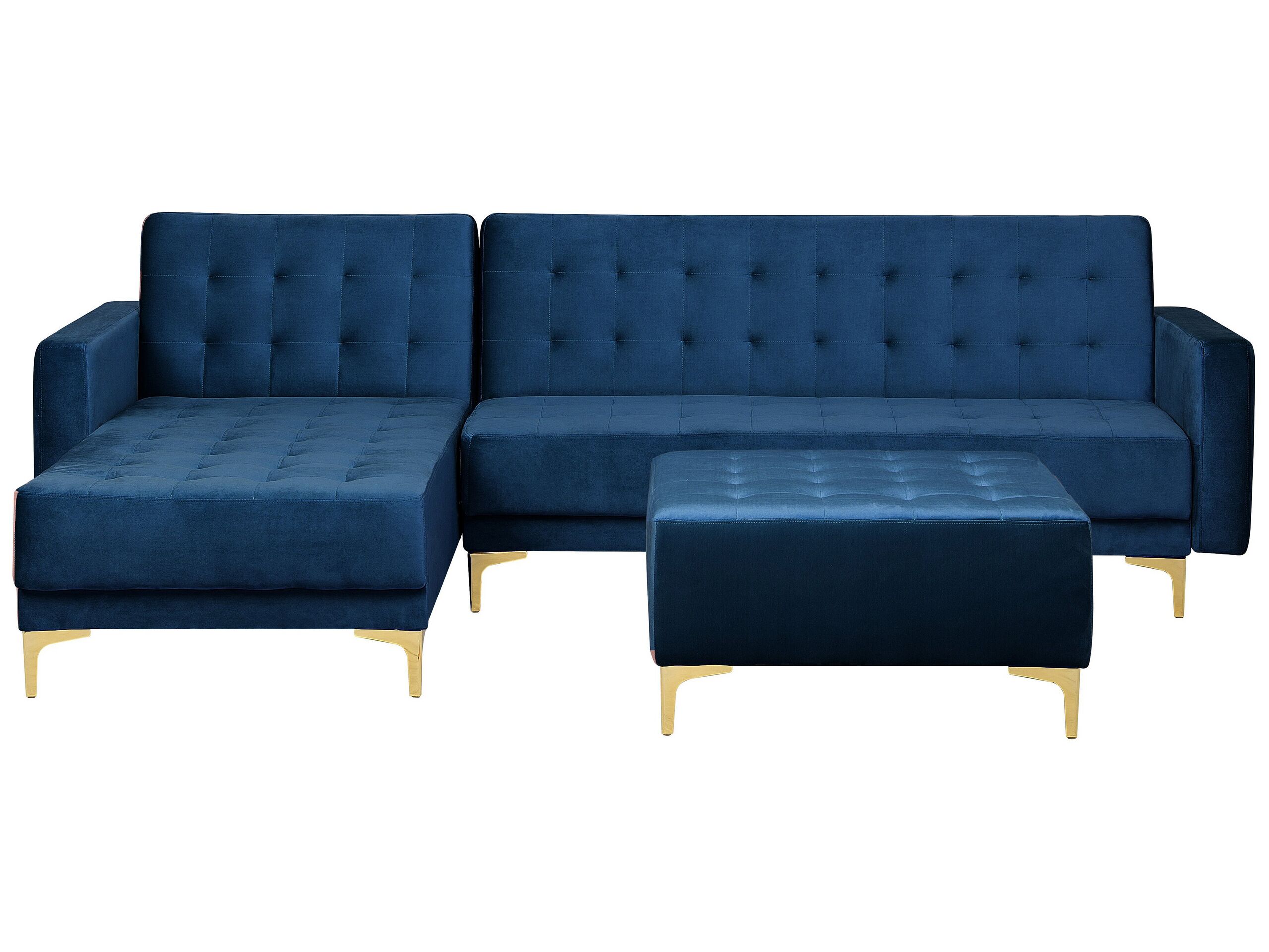 Canapé d'angle 4 places Bleu Velours Moderne Confort