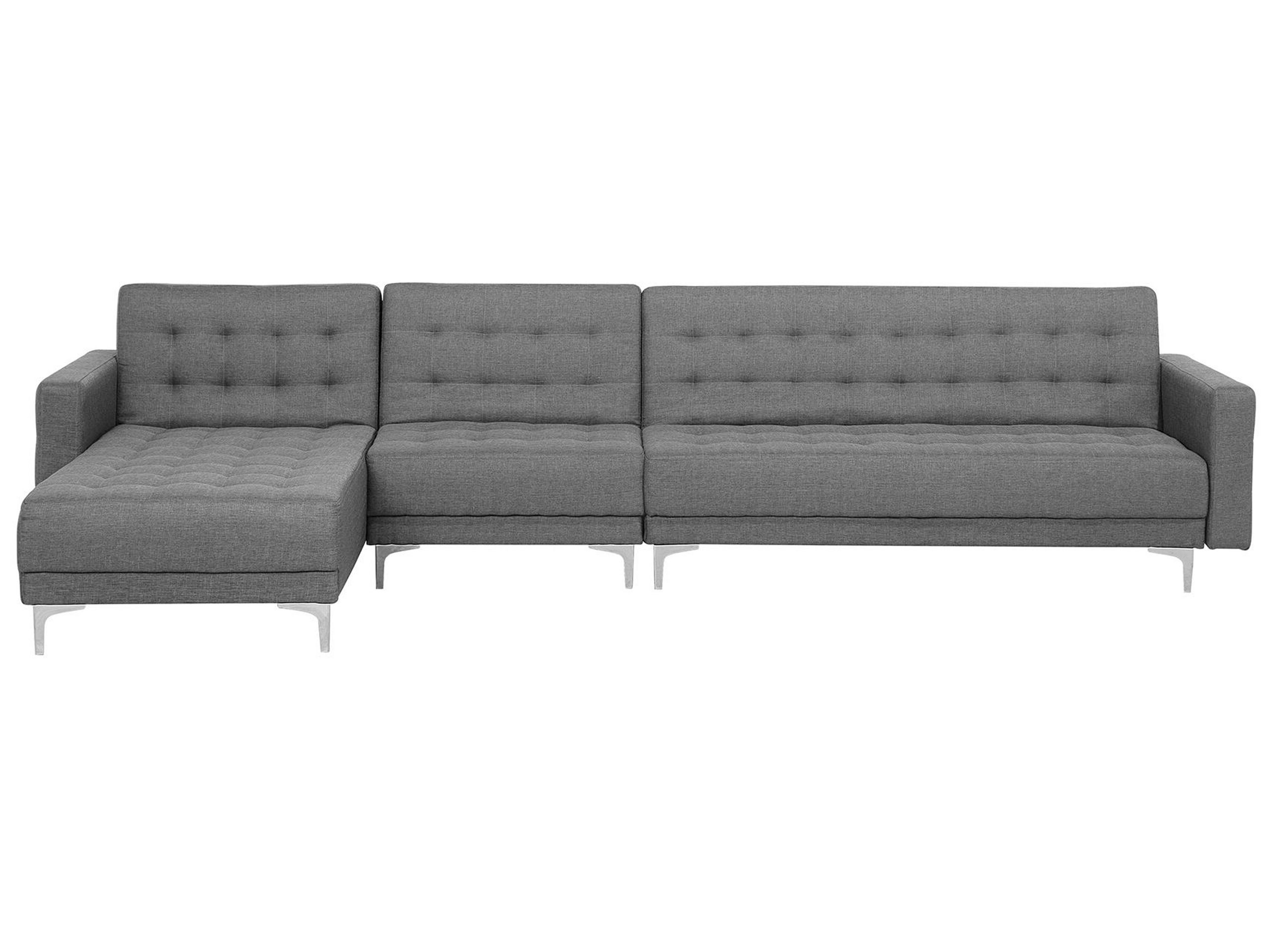 Canapé angle droite convertible en tissu gris clair 5 places (photo) Canapé angle droite convertible en tissu gris clair 5 places