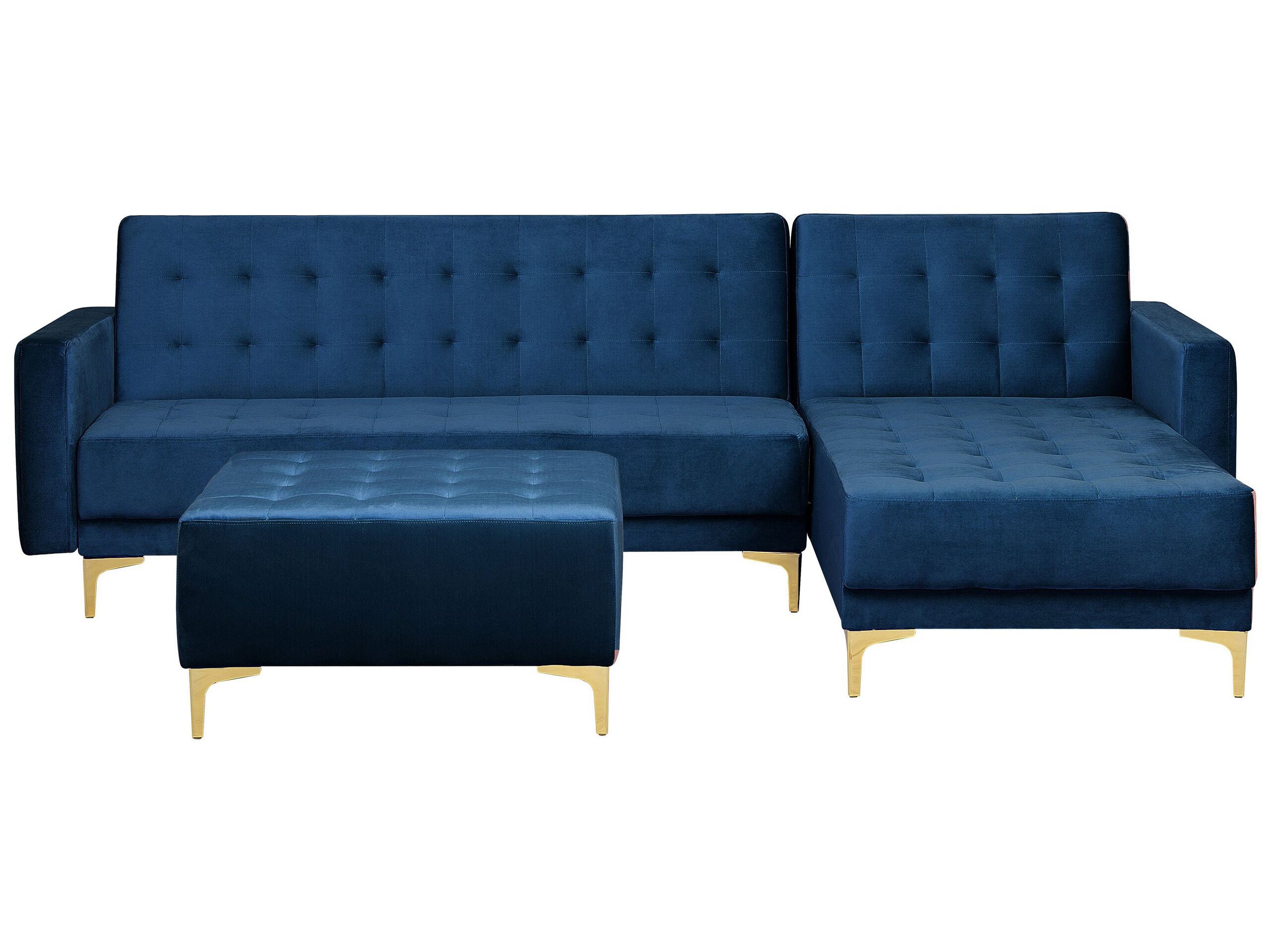 Canapé d'angle 4 places Bleu Velours Moderne Confort