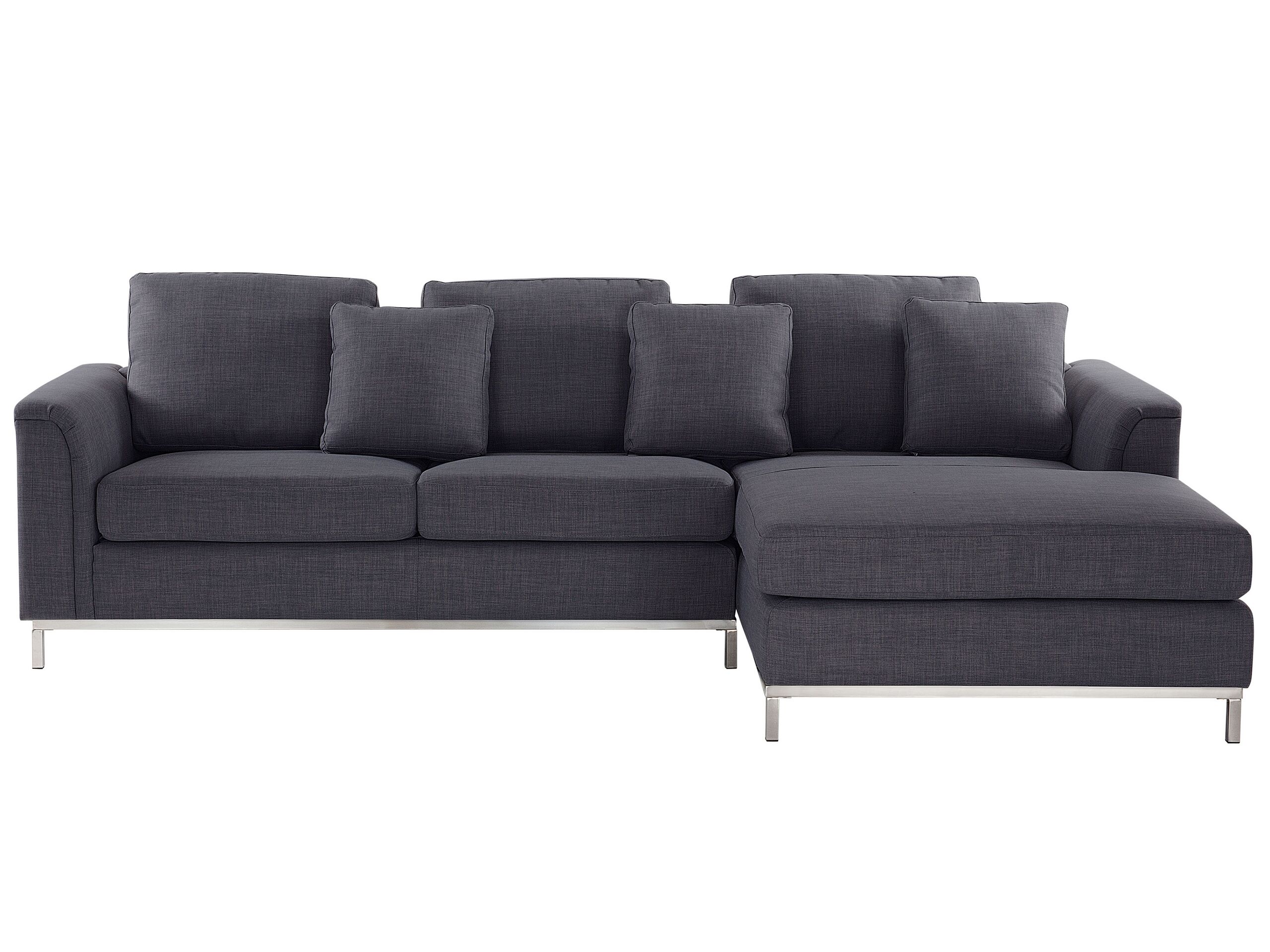Canapé angle à gauche 4 places en tissu gris foncé (photo) Canapé angle à gauche 4 places en tissu gris foncé