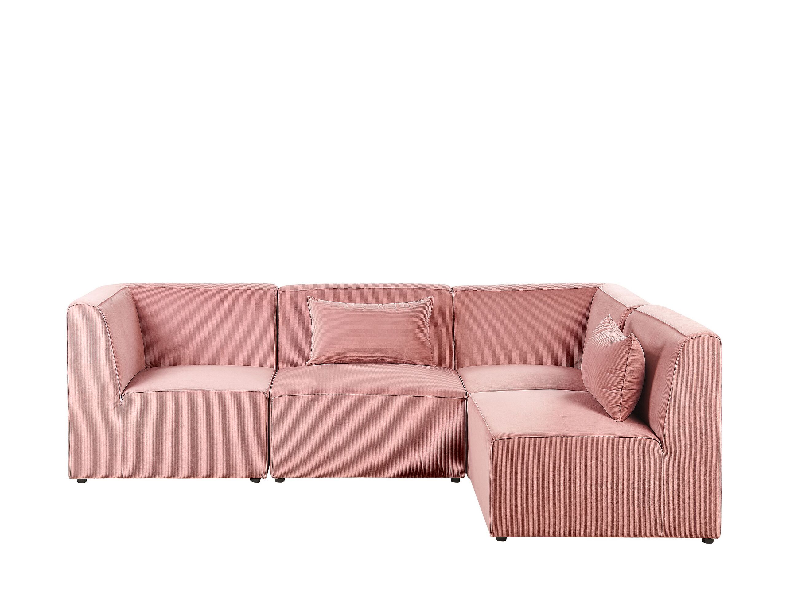 Canapé d'angle 4 places Rose Velours Moderne Confort