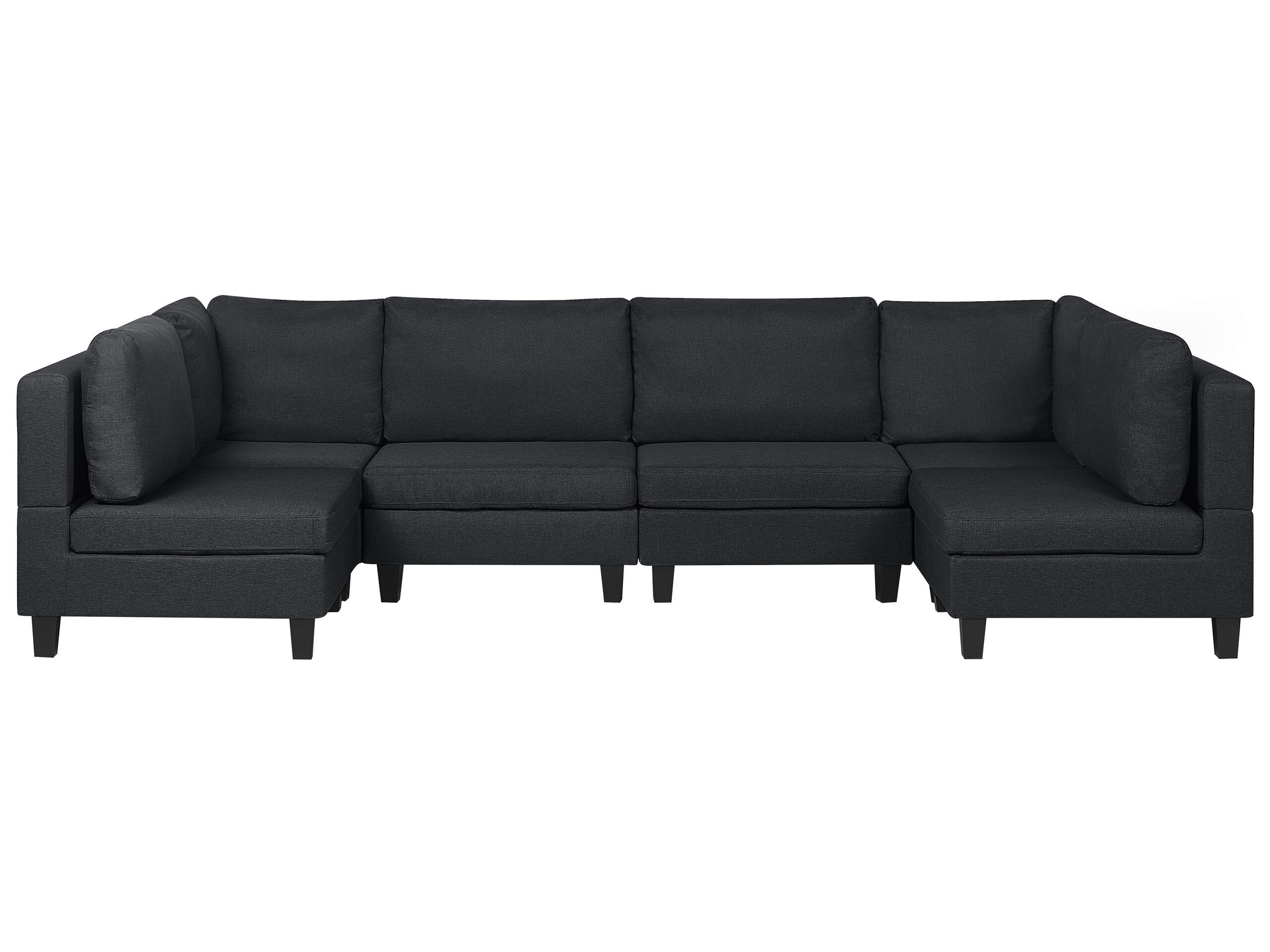 Canapé panoramique modulable 6 places en tissu noir (photo) Canapé panoramique modulable 6 places en tissu noir