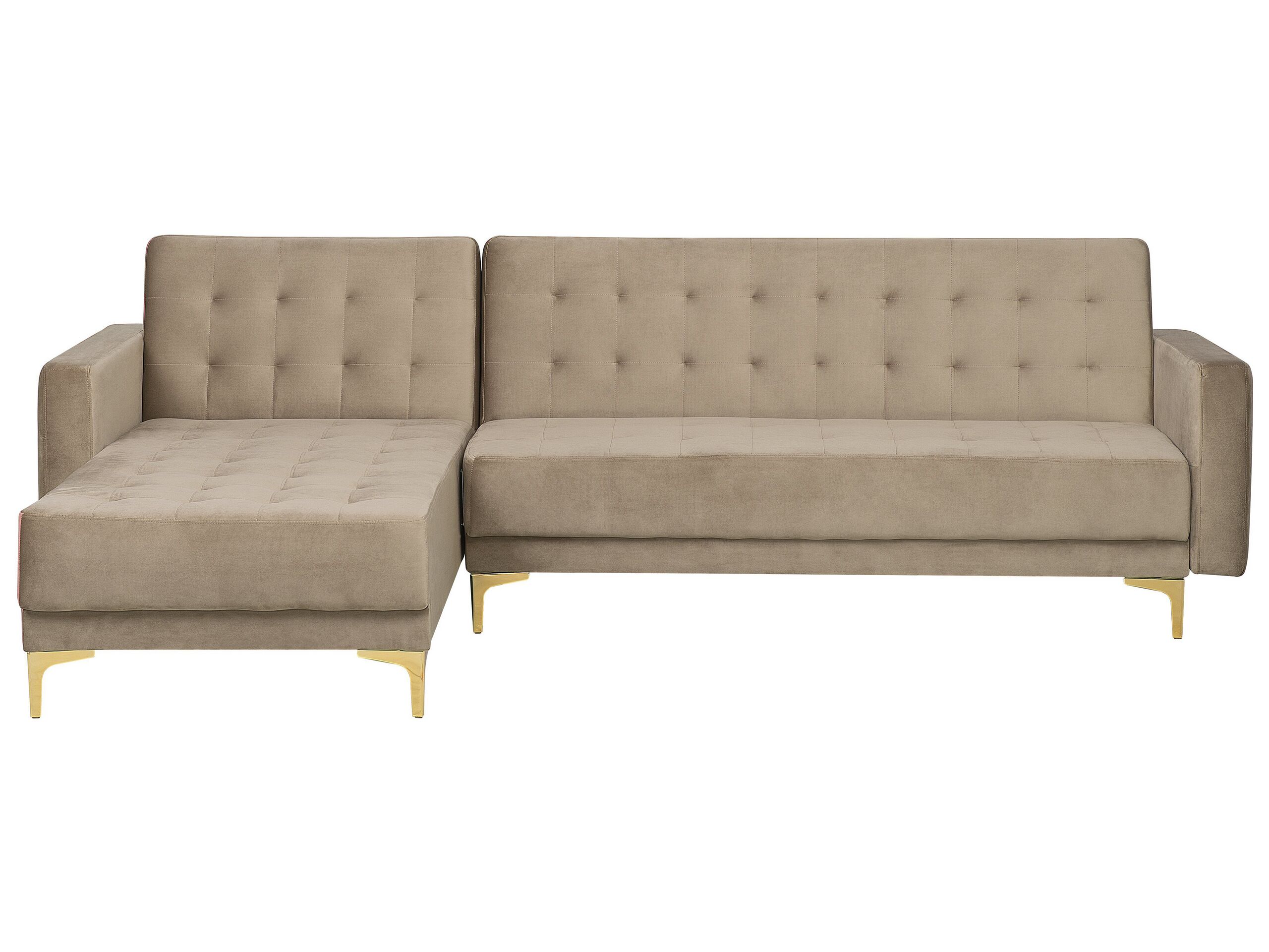 Canapé angle droite convertible en velours beige clair 4 places (photo) Canapé angle droite convertible en velours beige clair 4 places