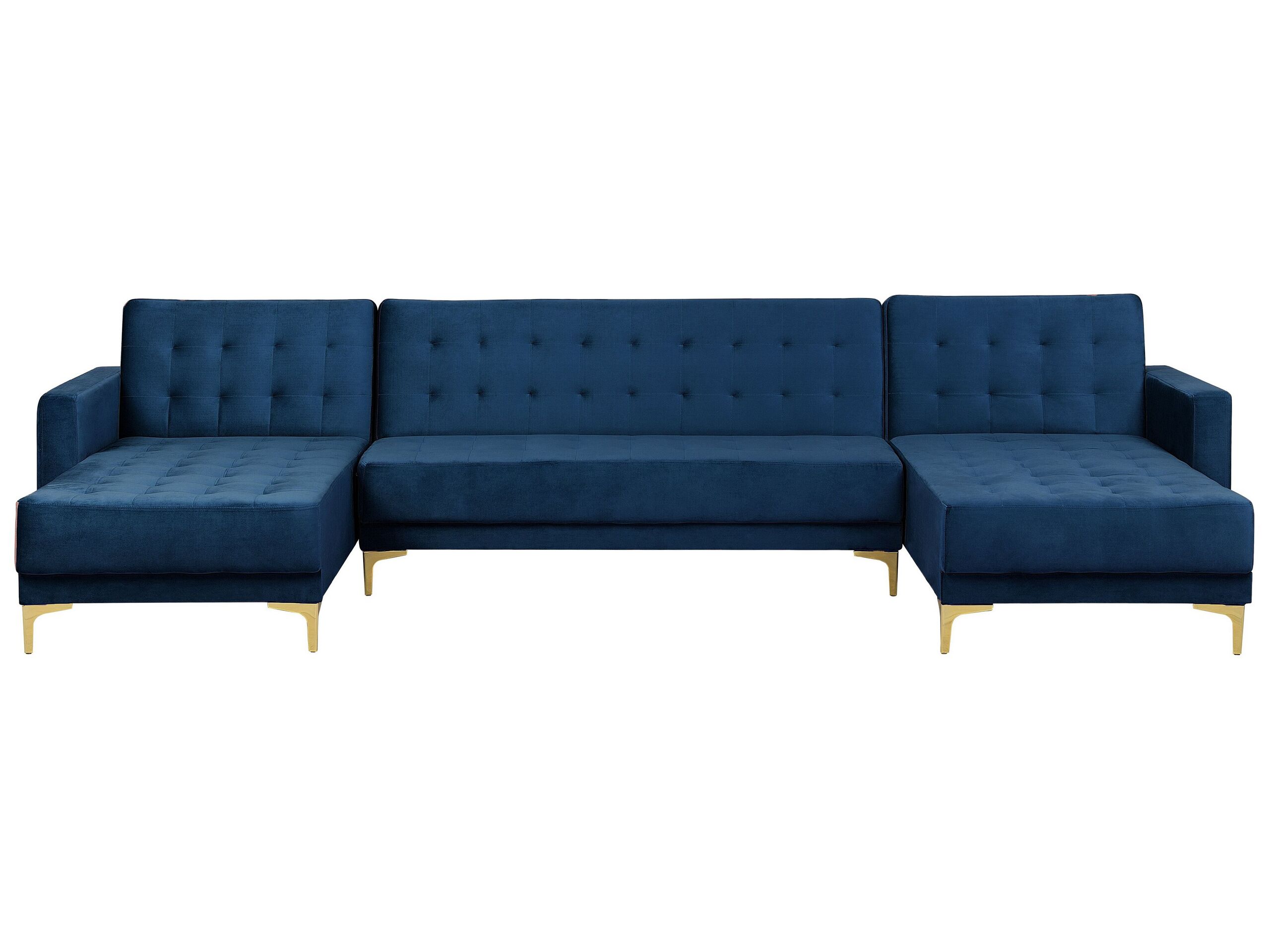 Canapé d'angle 5 places Bleu Velours Moderne Confort