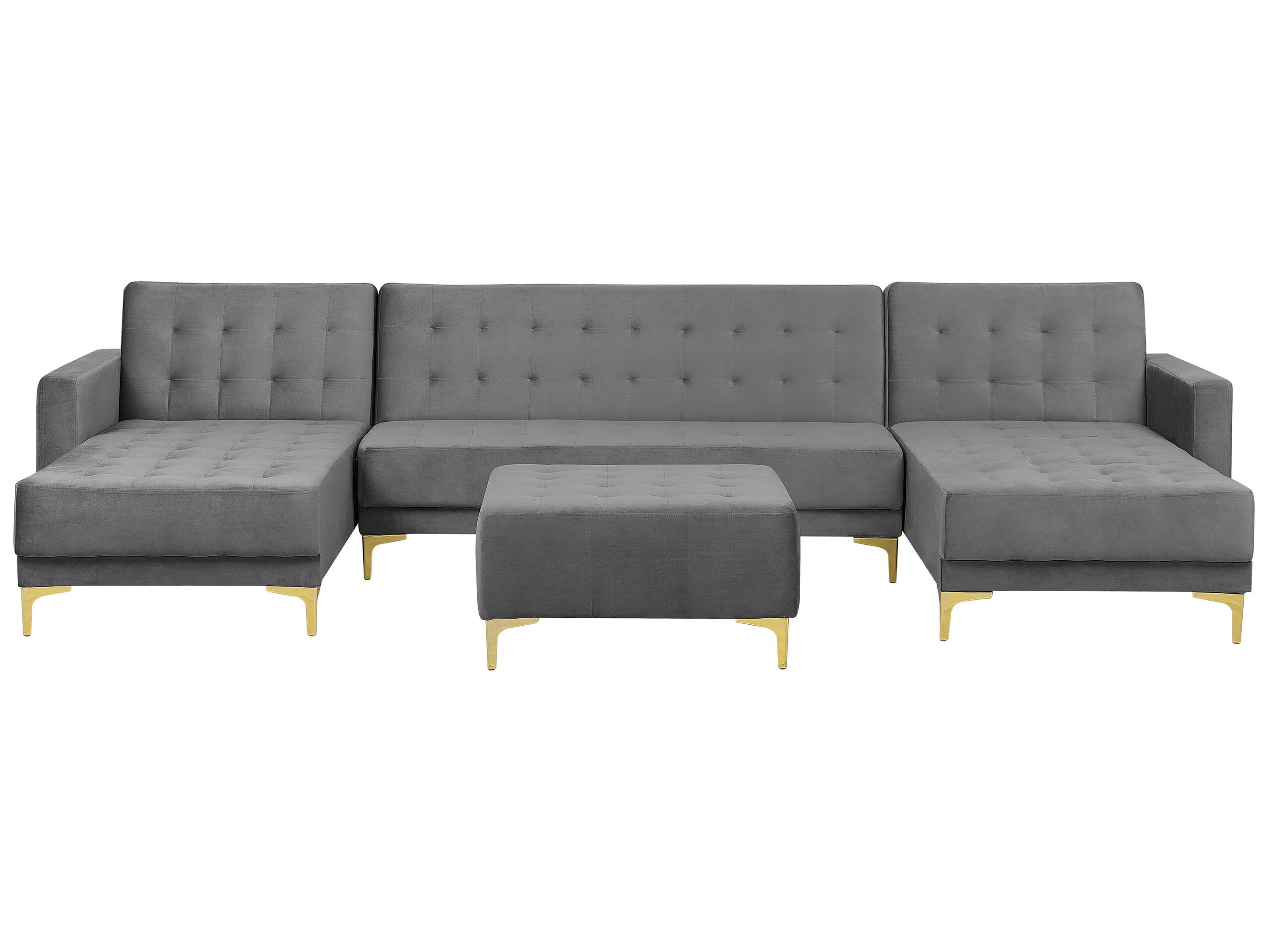 Canapé d'angle 5 places Gris Velours Luxe Moderne Confort