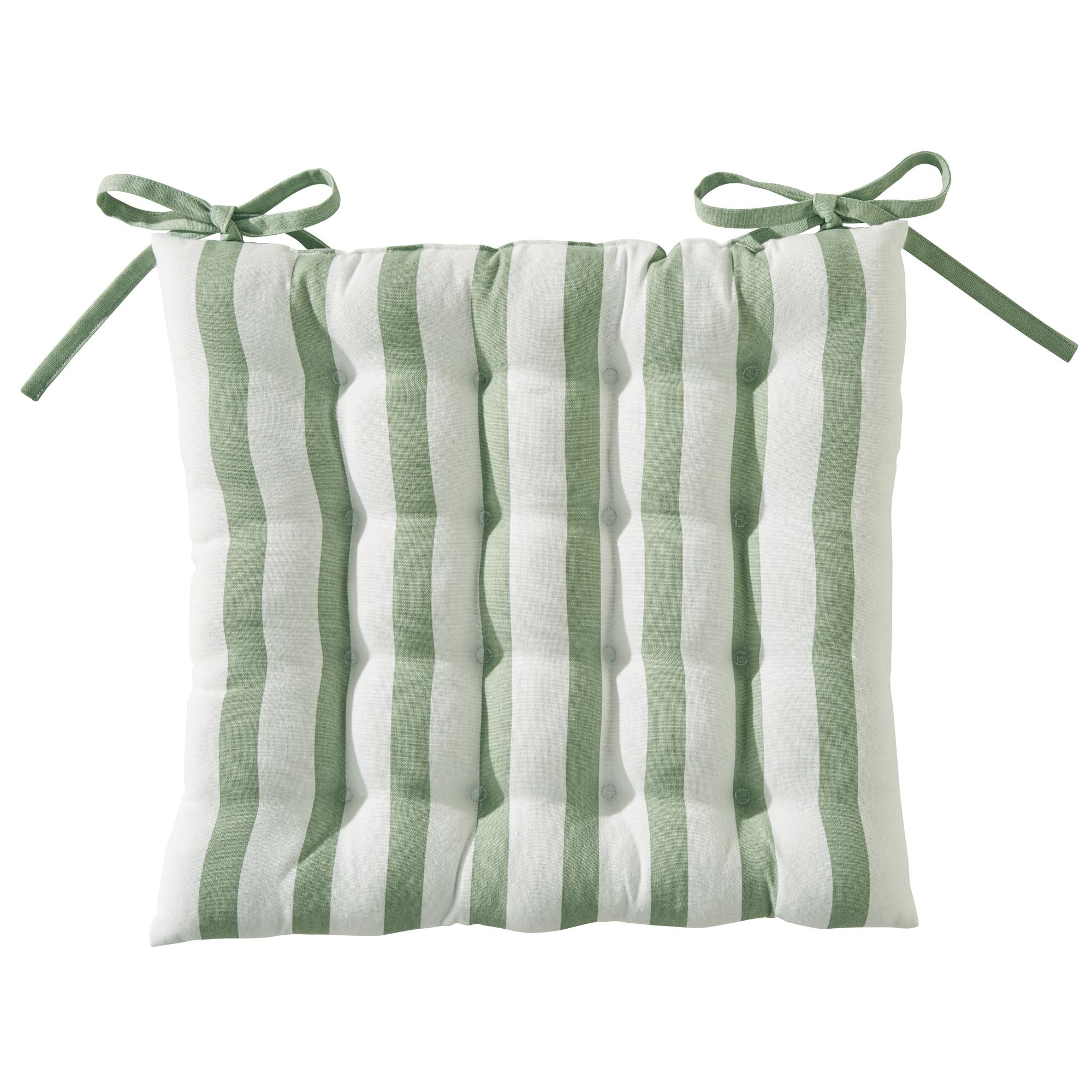 Galette de chaise réversible vert 40x40 en coton Galette de chaise réversible vert 40x40 en coton
