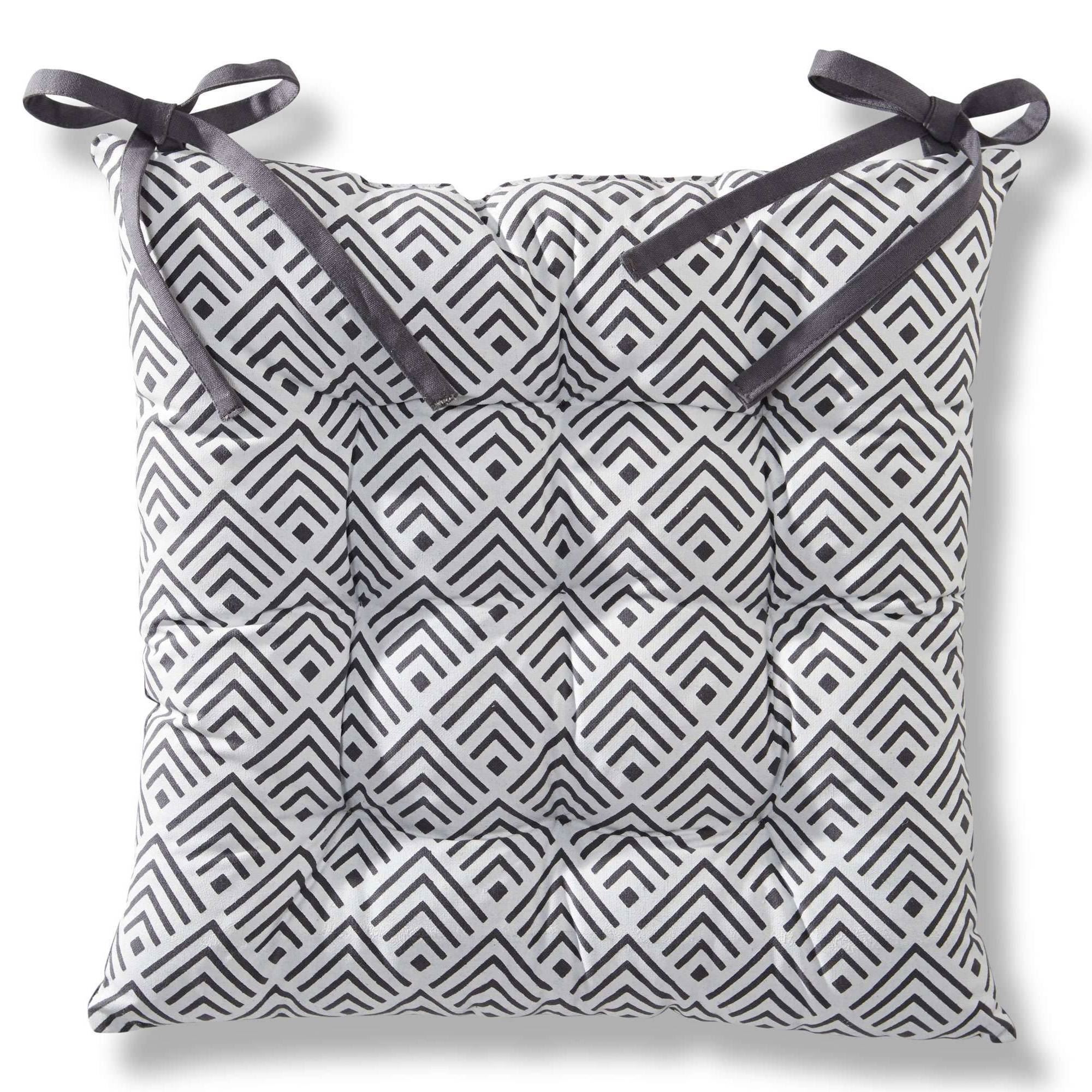 Galette de chaise réversible gris 40x40 en coton Galette de chaise réversible gris 40x40 en coton