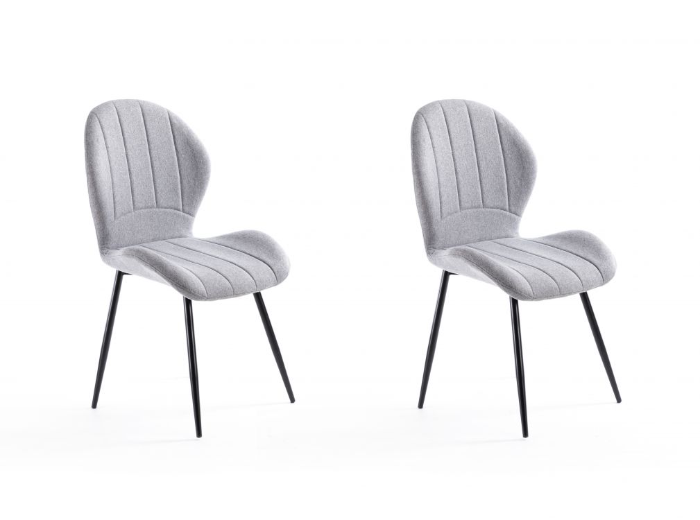 Lot de 2 chaises design grises avec piétement en métal Lot de 2 chaises design grises avec piétement en métal