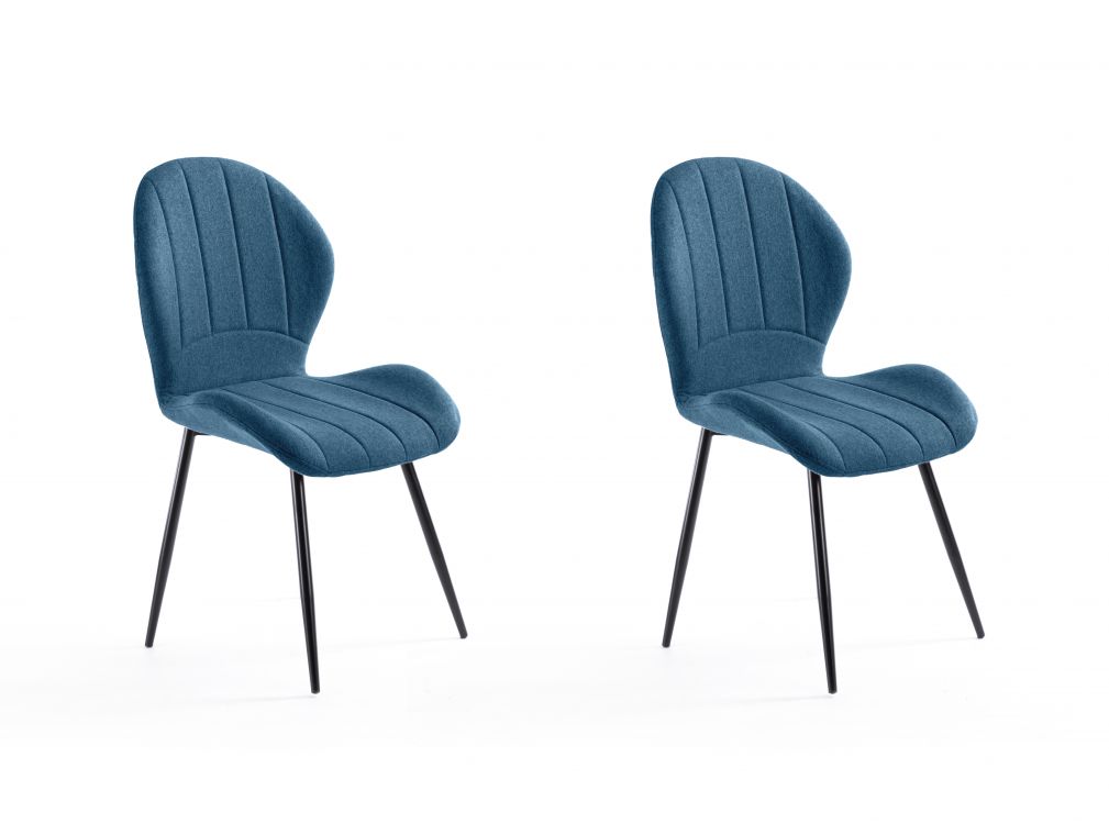Lot de 2 chaises design bleu pétrole avec piétement en métal Lot de 2 chaises design bleu pétrole avec piétement en métal