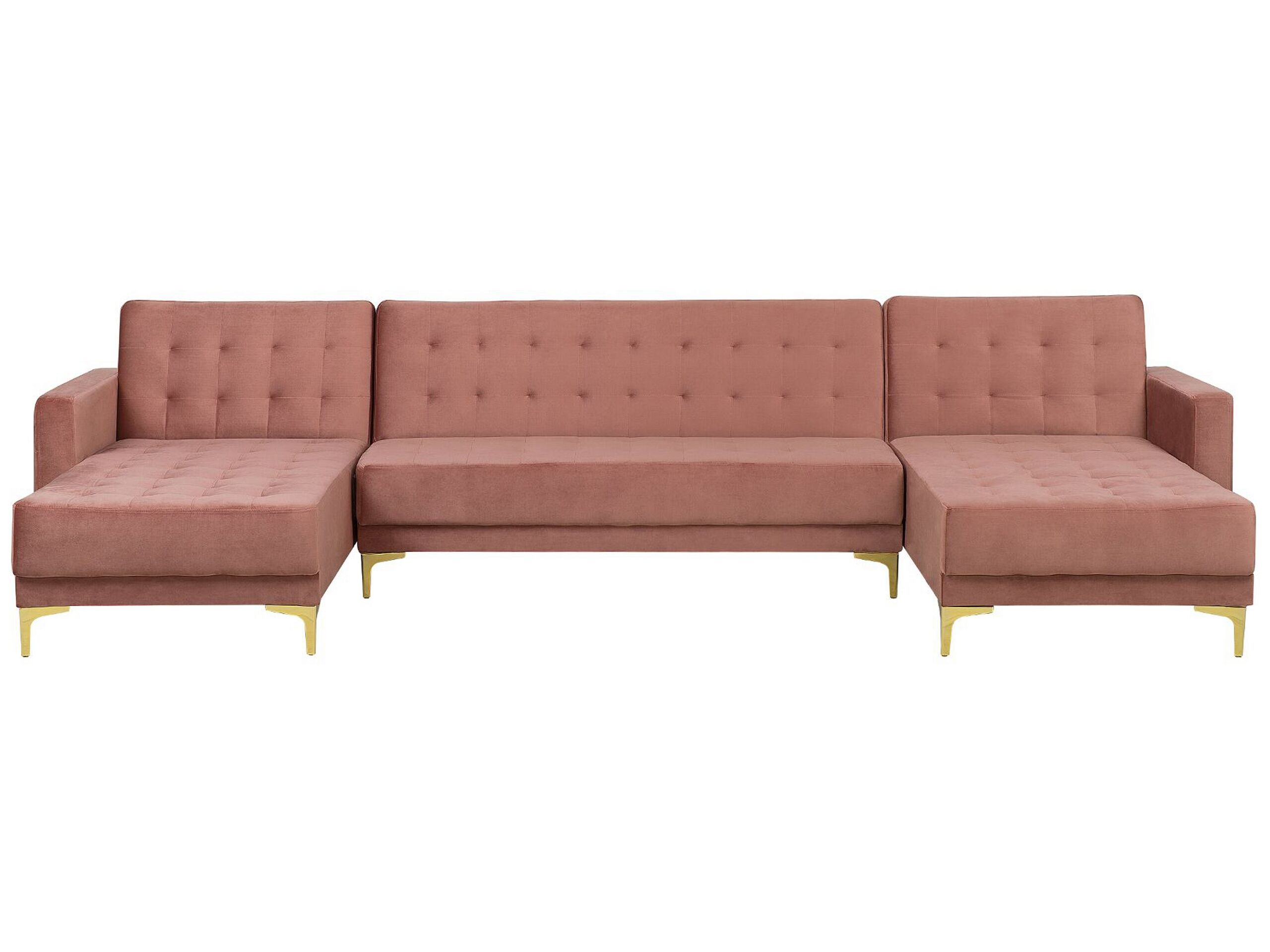 Canapé d'angle 5 places Rose Velours Moderne Confort