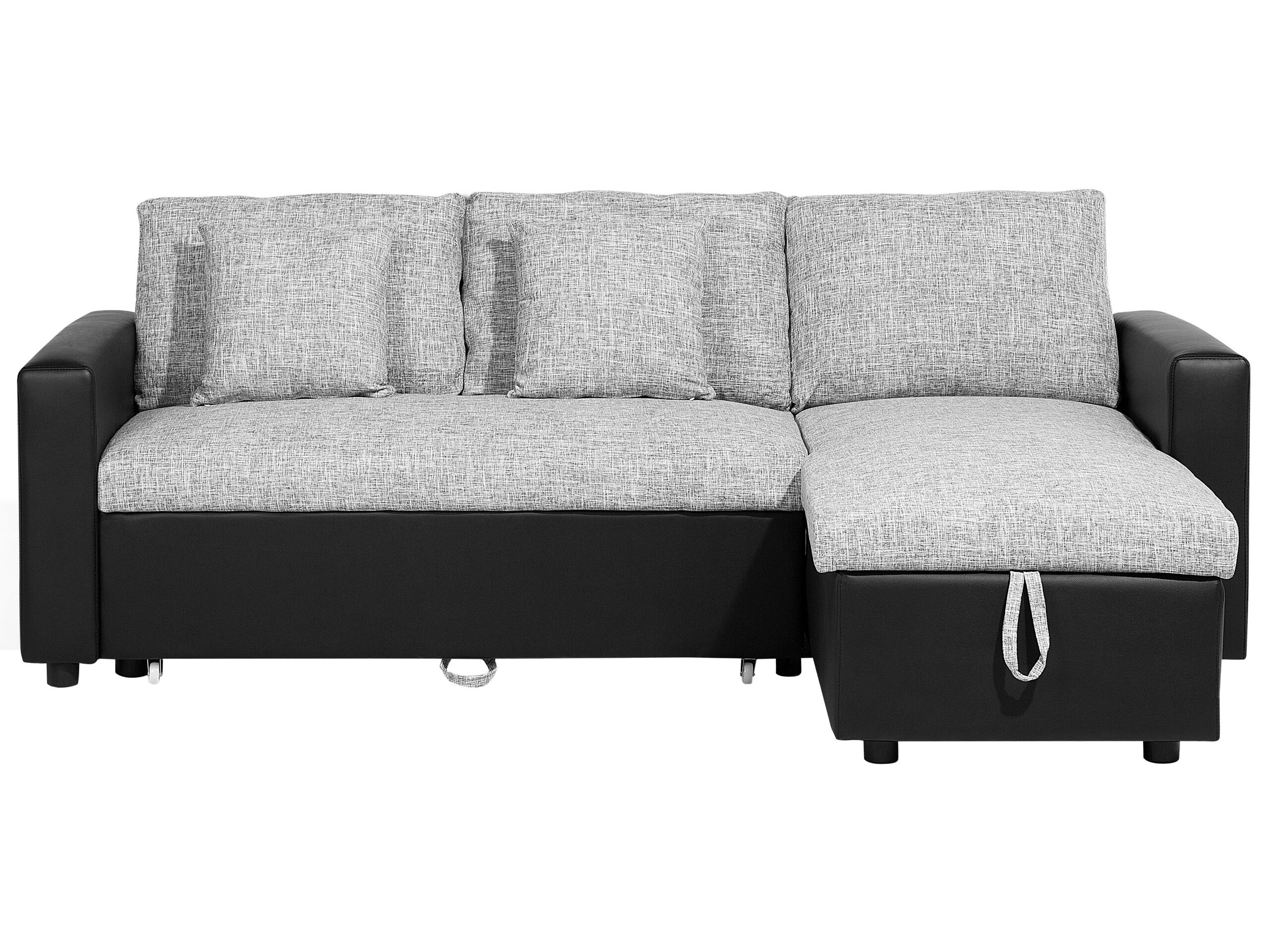 Canapé angle gauche convertible 3 places en tissu gris et noir (photo) Canapé angle gauche convertible 3 places en tissu gris et noir
