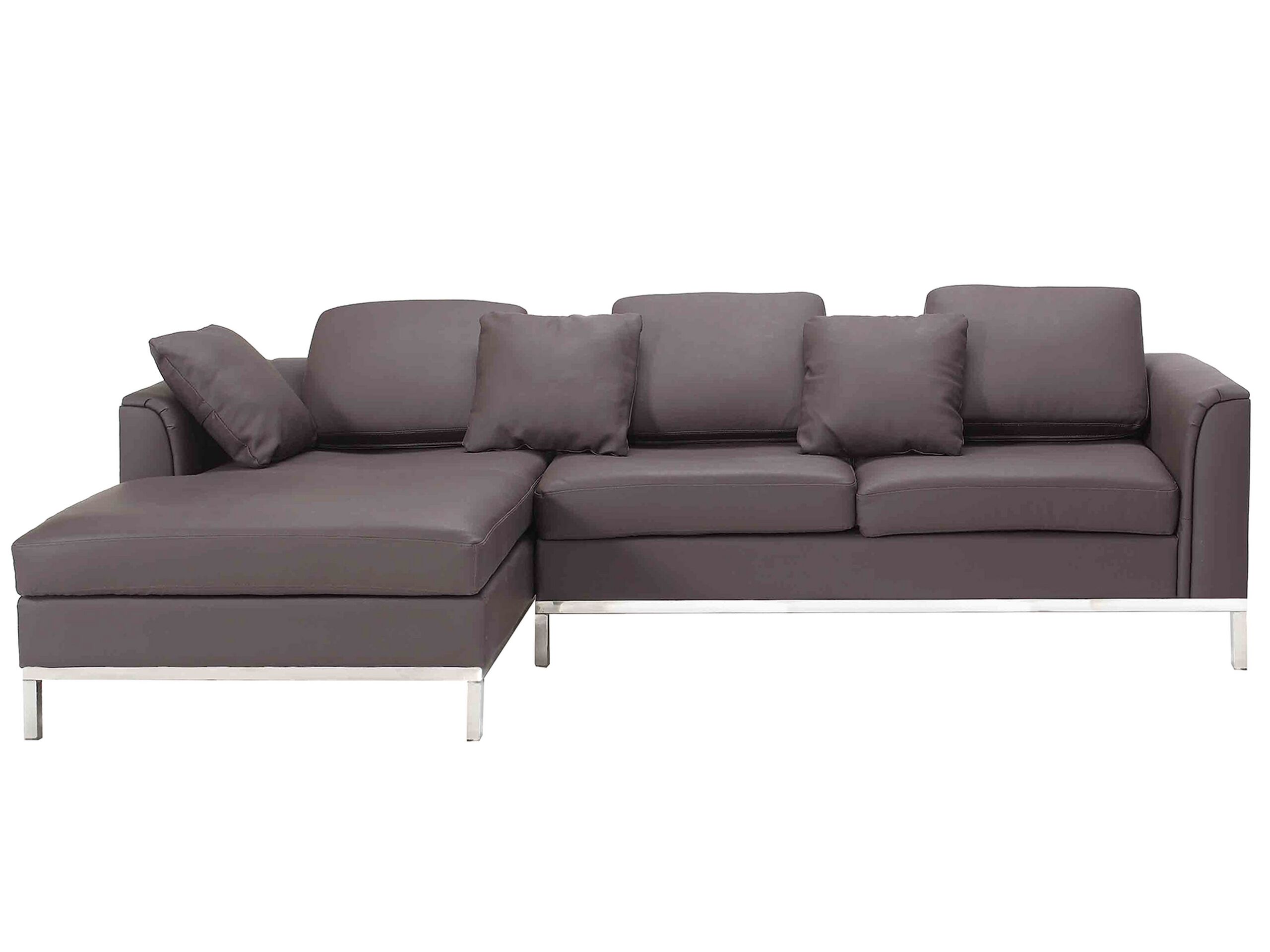 Canapé d'angle 4 places Marron Cuir Moderne Confort