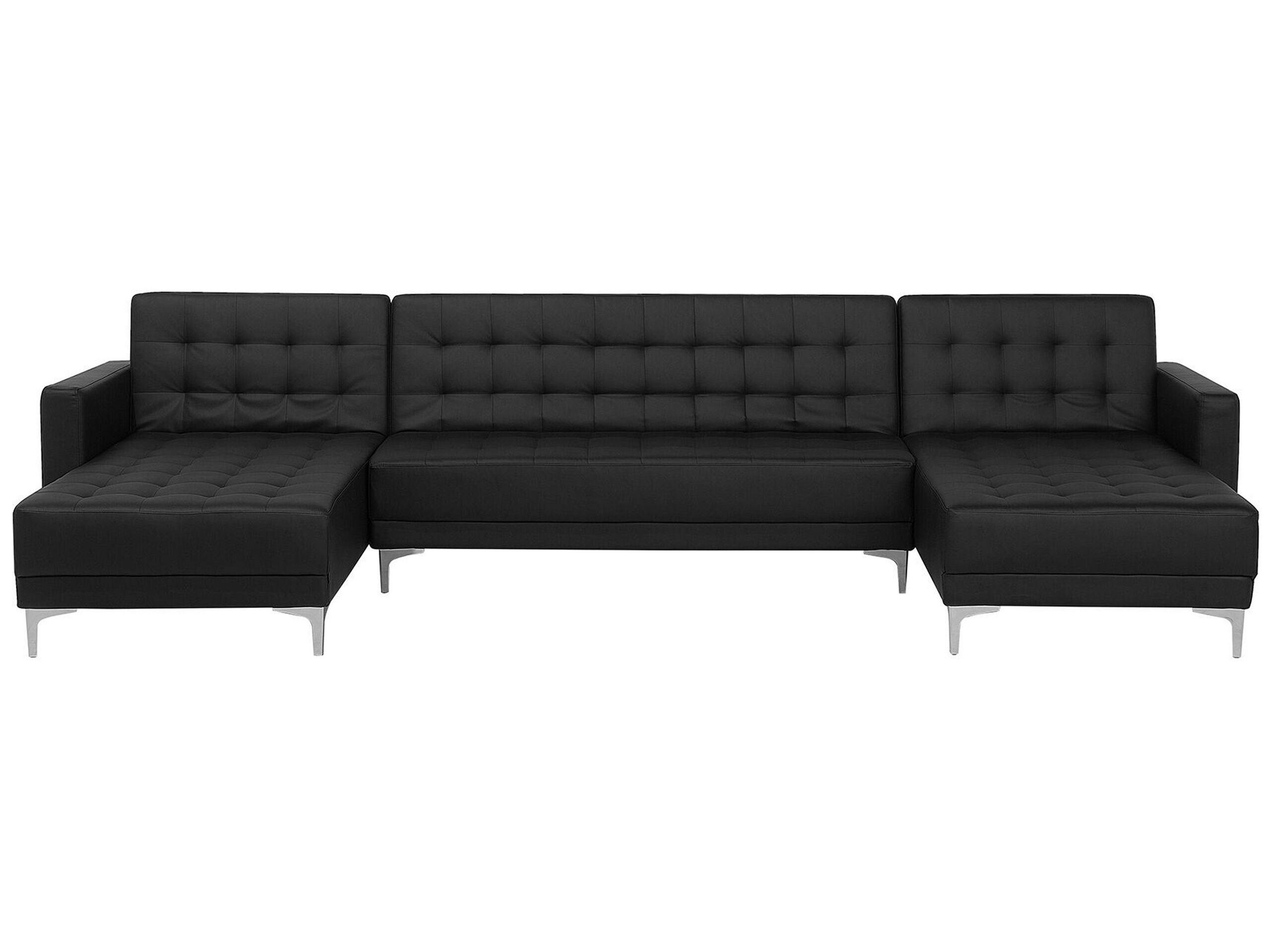 Canapé d'angle 5 places Noir Cuir Moderne Confort