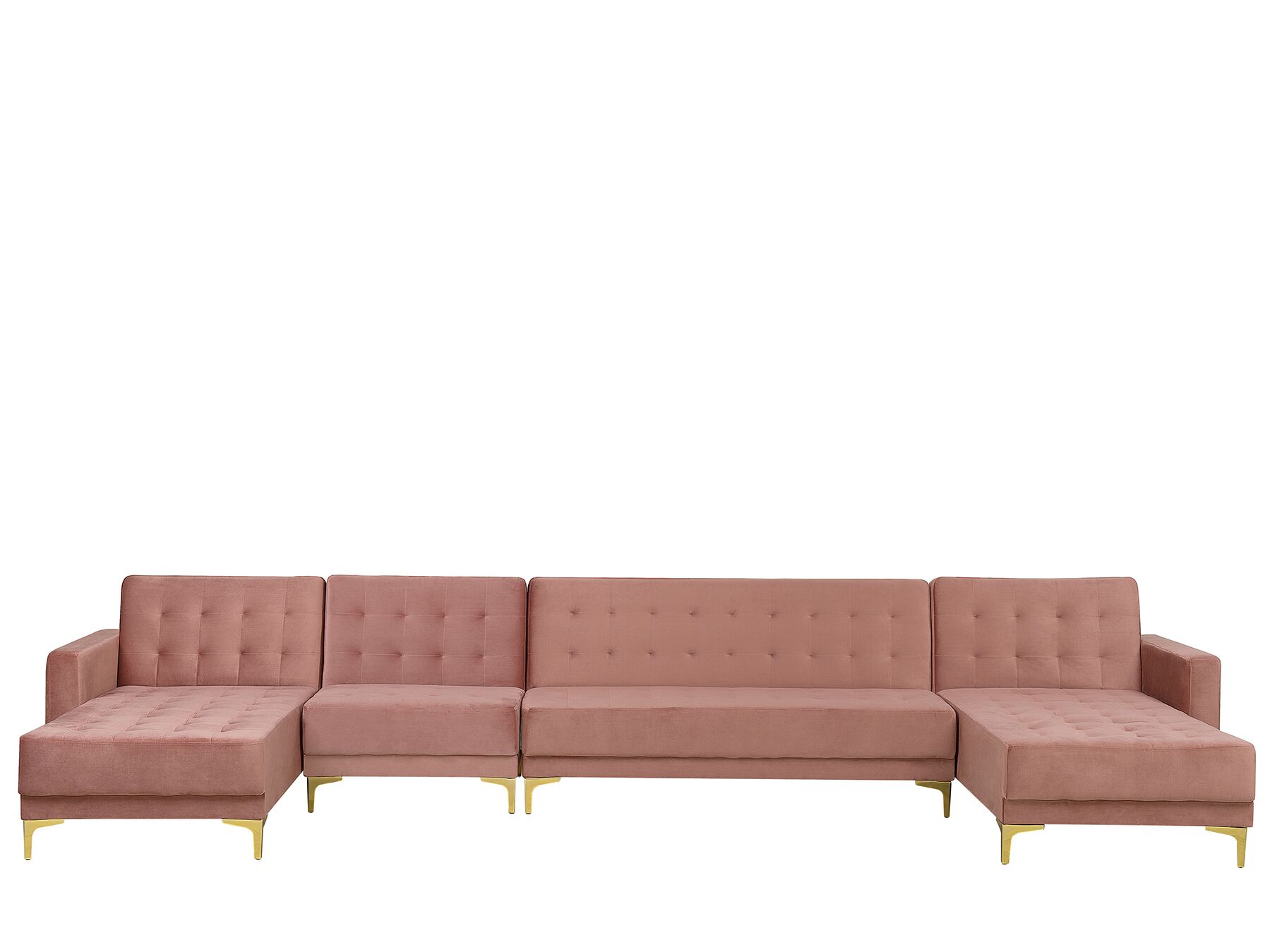 Canapé panoramique convertible en velours rose 6 places (photo) Canapé panoramique convertible en velours rose 6 places