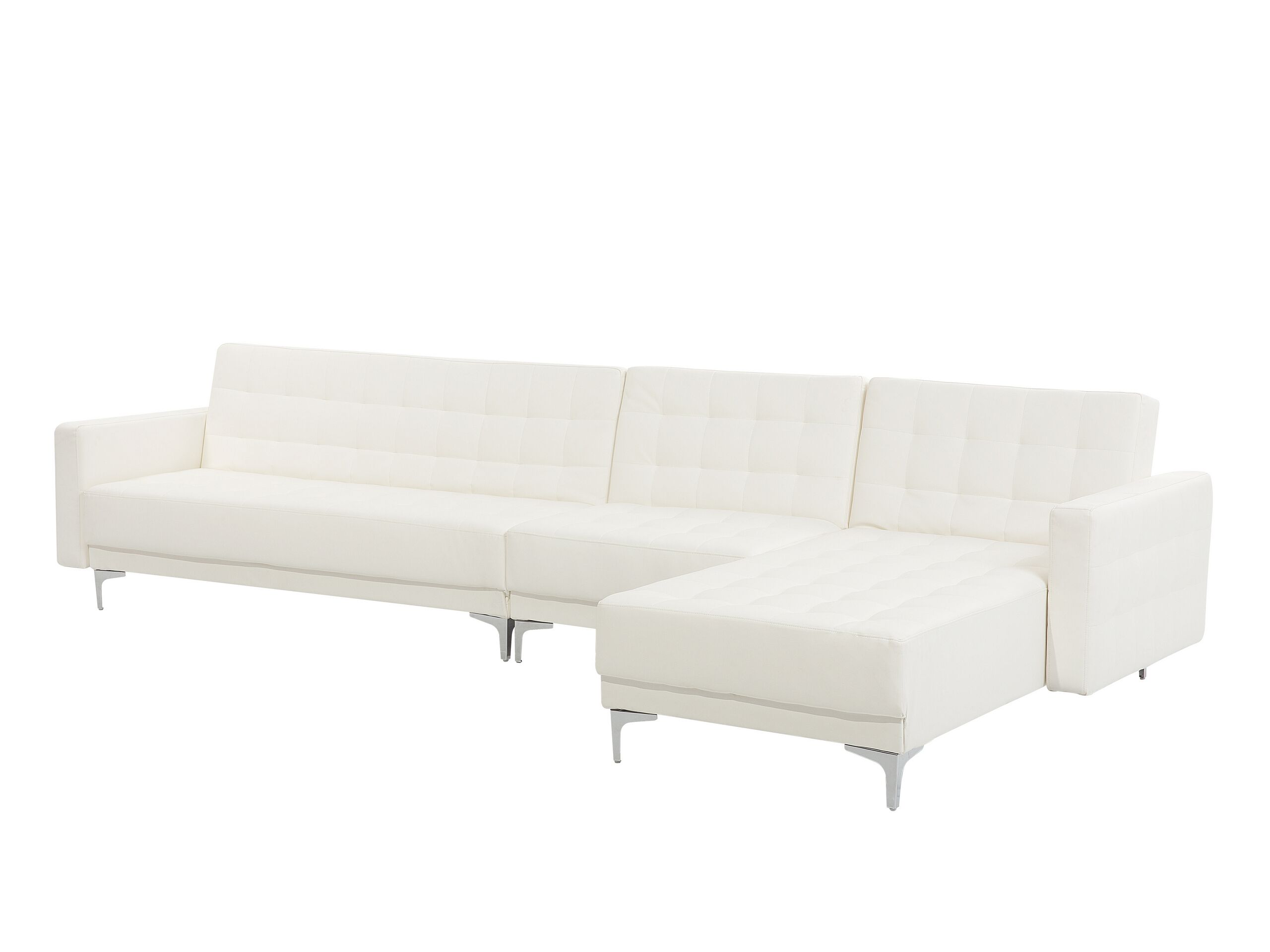 Canapé angle gauche convertible simili-cuir blanc 5 places (photo) Canapé angle gauche convertible simili-cuir blanc 5 places