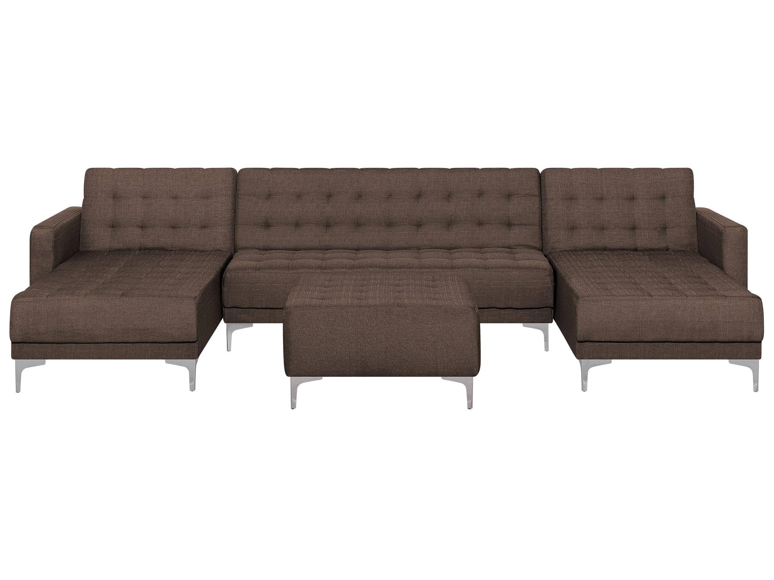 Canapé d'angle 5 places Marron Tissu Moderne Confort