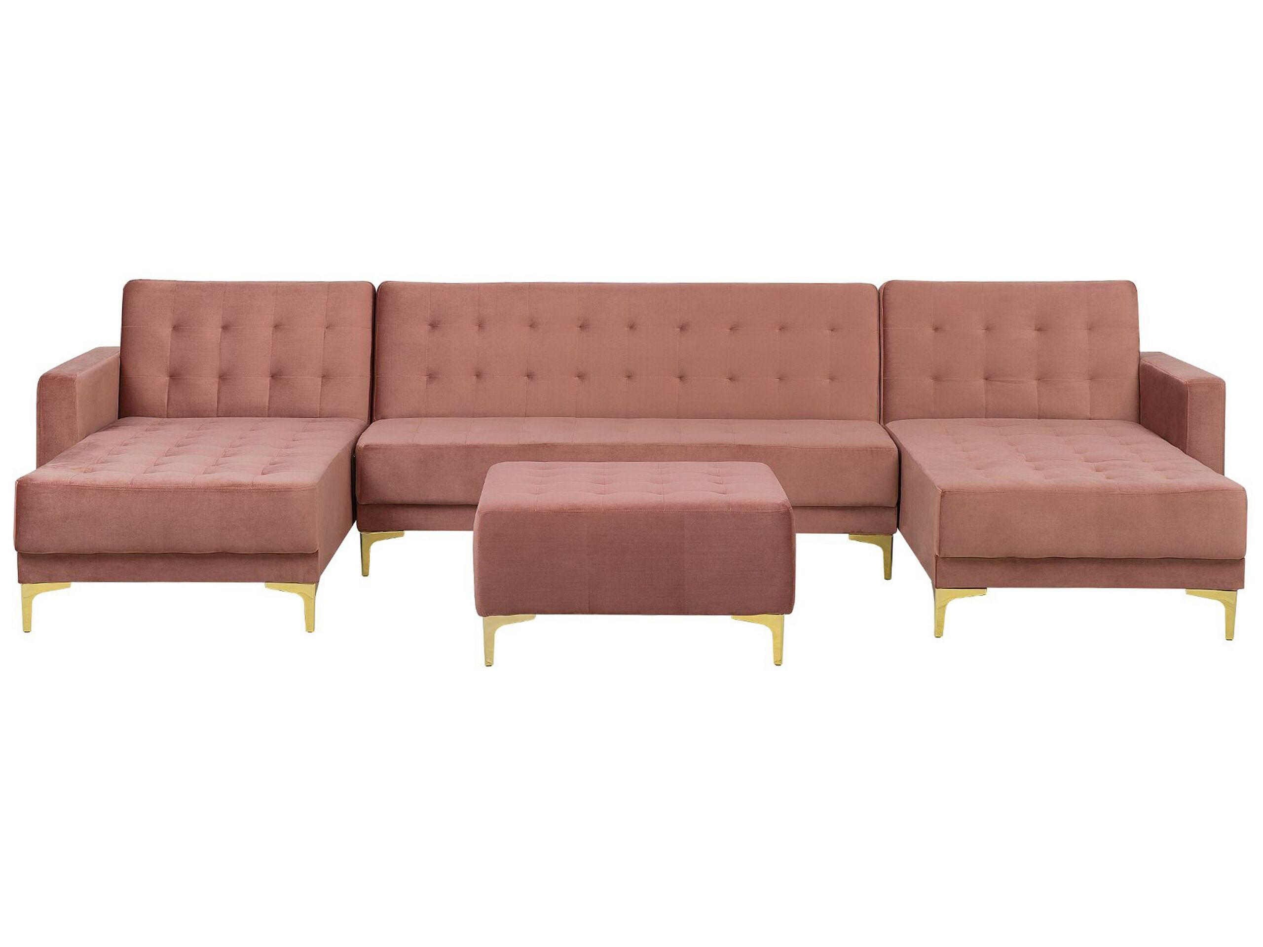 Canapé d'angle 5 places Rose Velours Moderne Confort