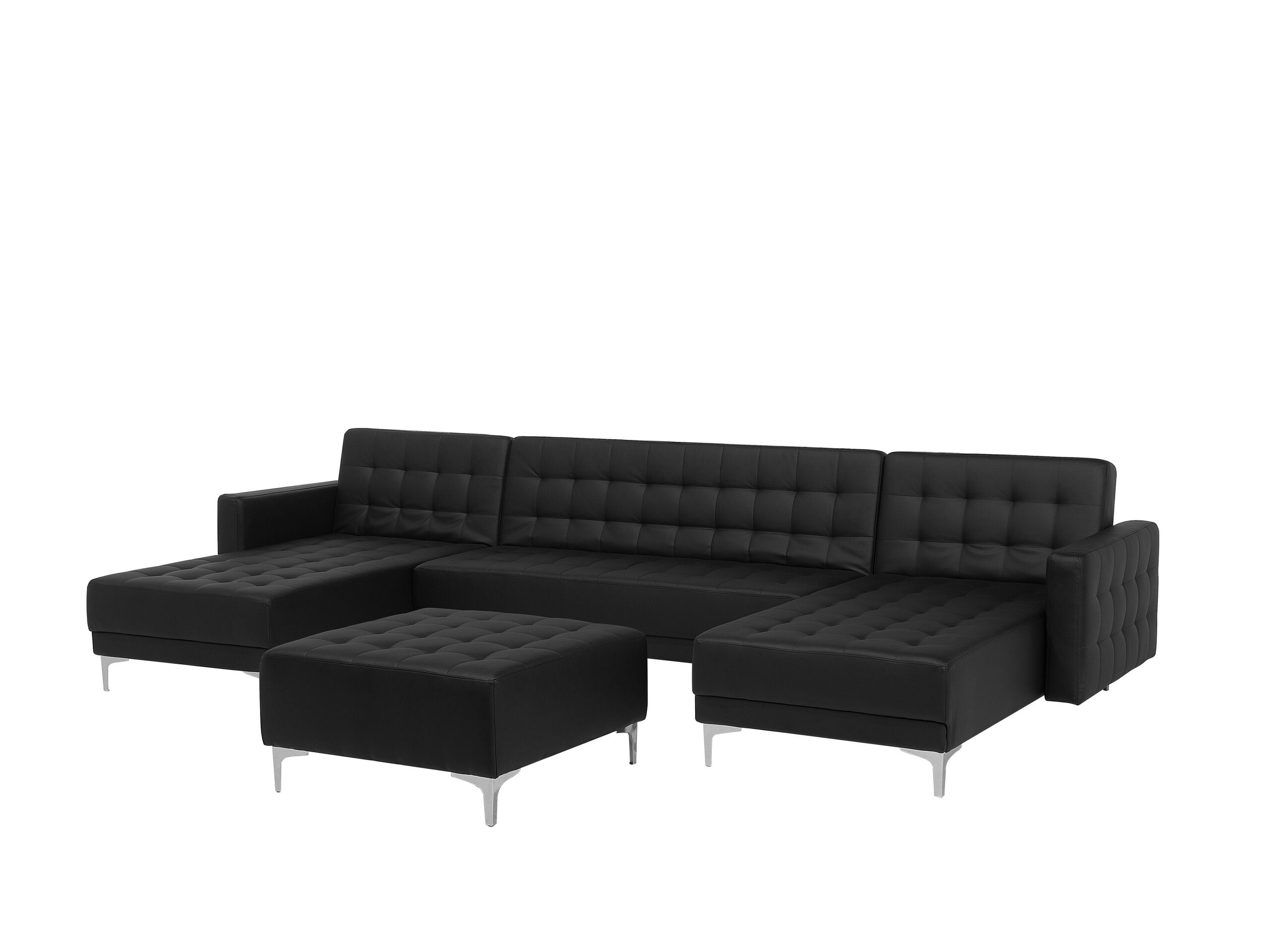 Canapé d'angle 5 places Noir Cuir Moderne Confort
