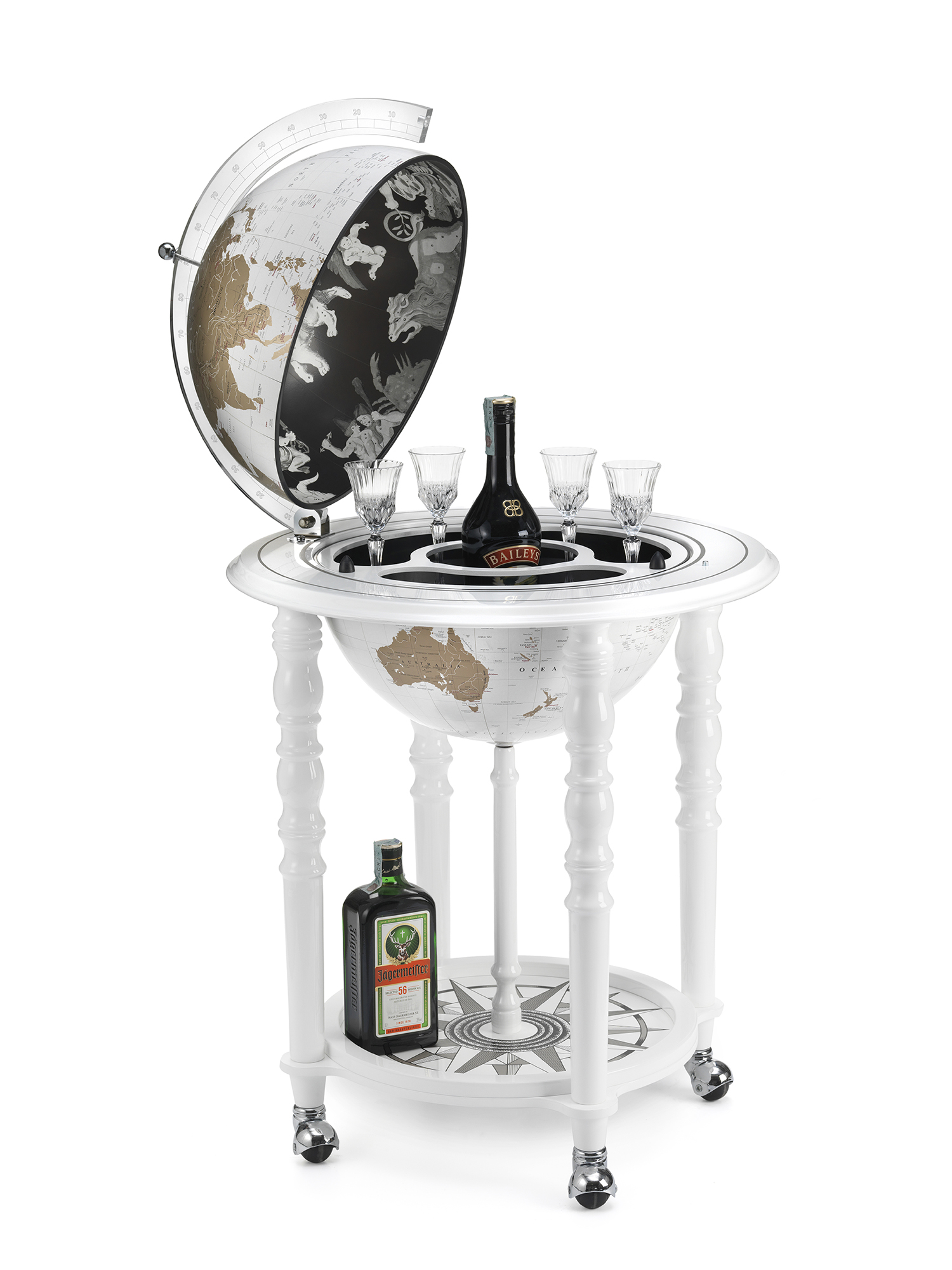 Globe bar de design avec roues élégance D40cm Globe bar de design avec roues élégance D40cm