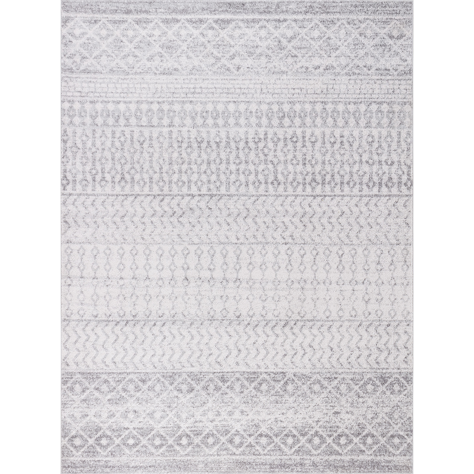 Tapis Géométrique, Gris Clair, Gris Moyen et Blanc - 200x274cm Tapis Géométrique, Gris Clair, Gris Moyen et Blanc - 200x274cm