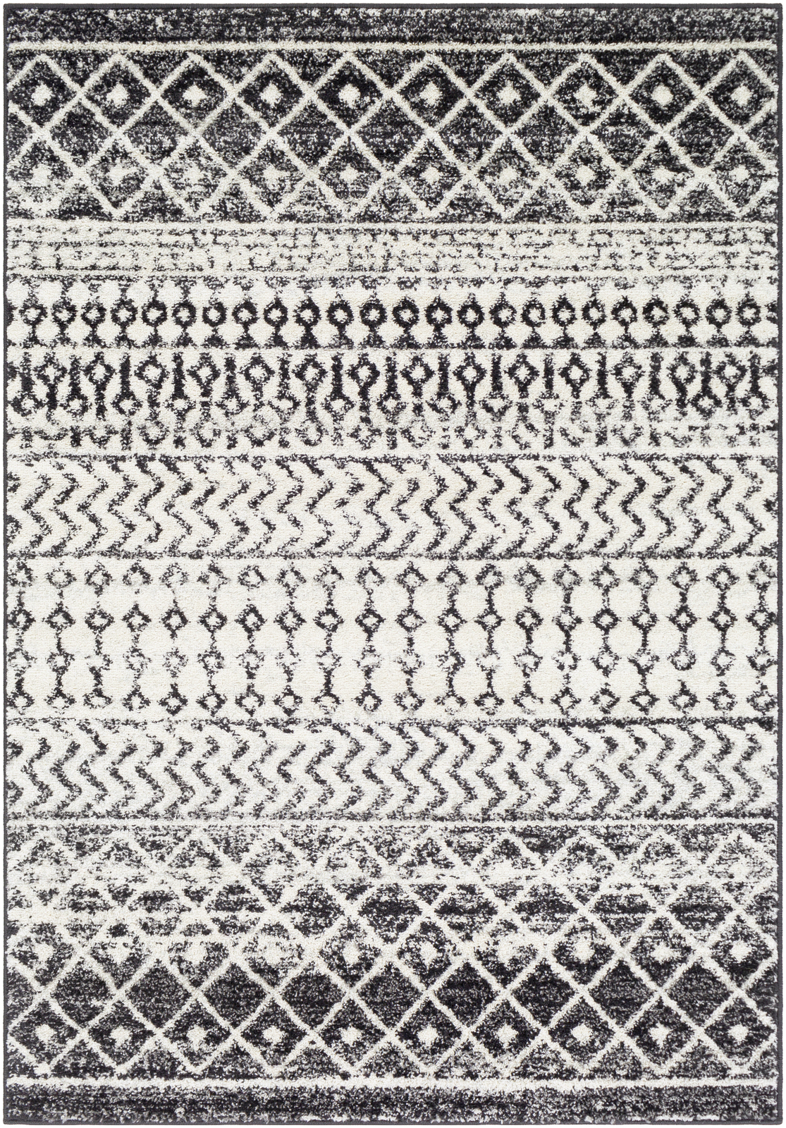 Tapis de salon contemporain noir, gris et blanc 120x170 Tapis de salon contemporain noir, gris et blanc 120x170