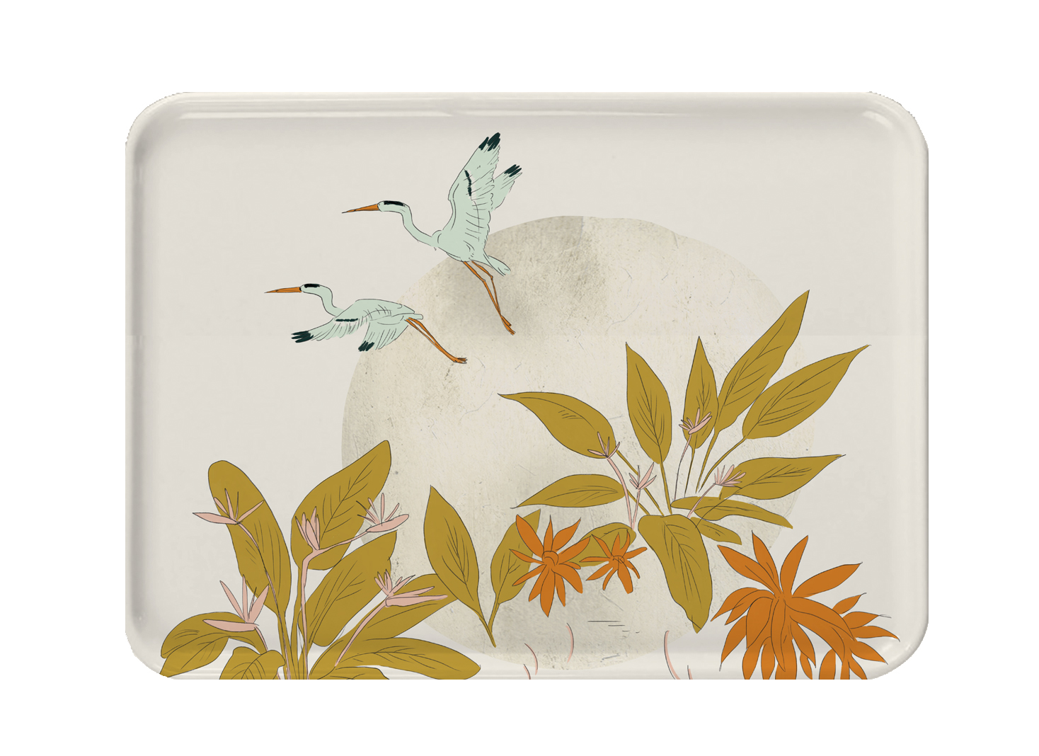 Grand plateau rectangulaire en bois hérons 43x33 cm Grand plateau rectangulaire en bois hérons 43x33 cm