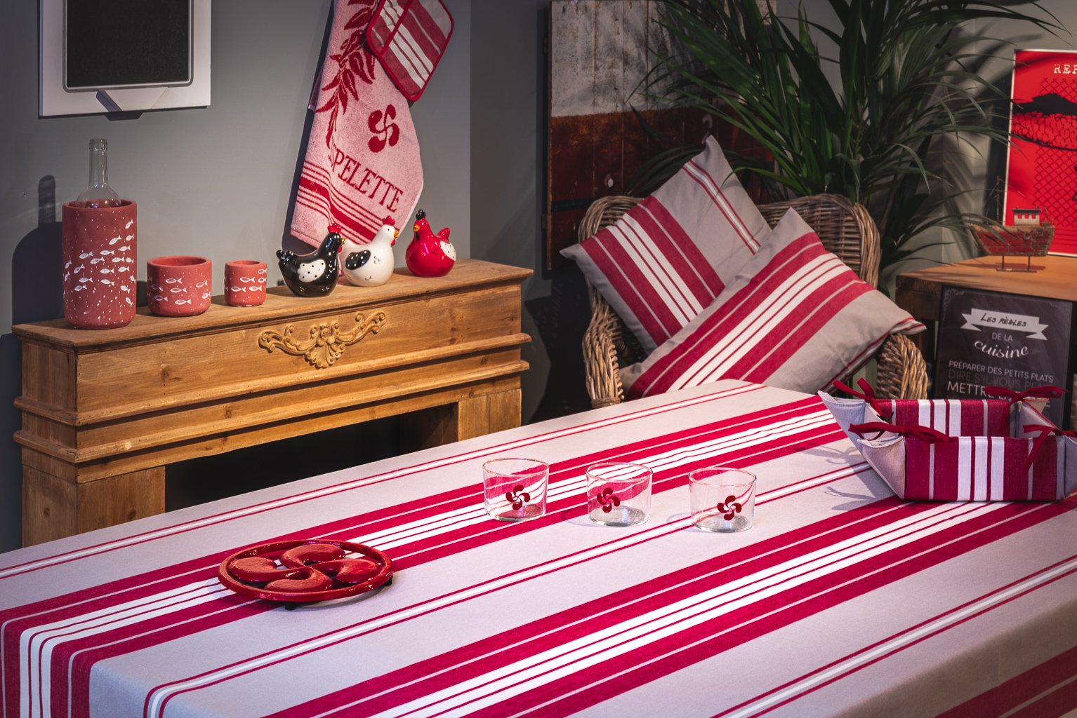 Nappe enduite 100% Coton rouge 250 x 160 cm Nappe enduite 100% Coton rouge 250 x 160 cm