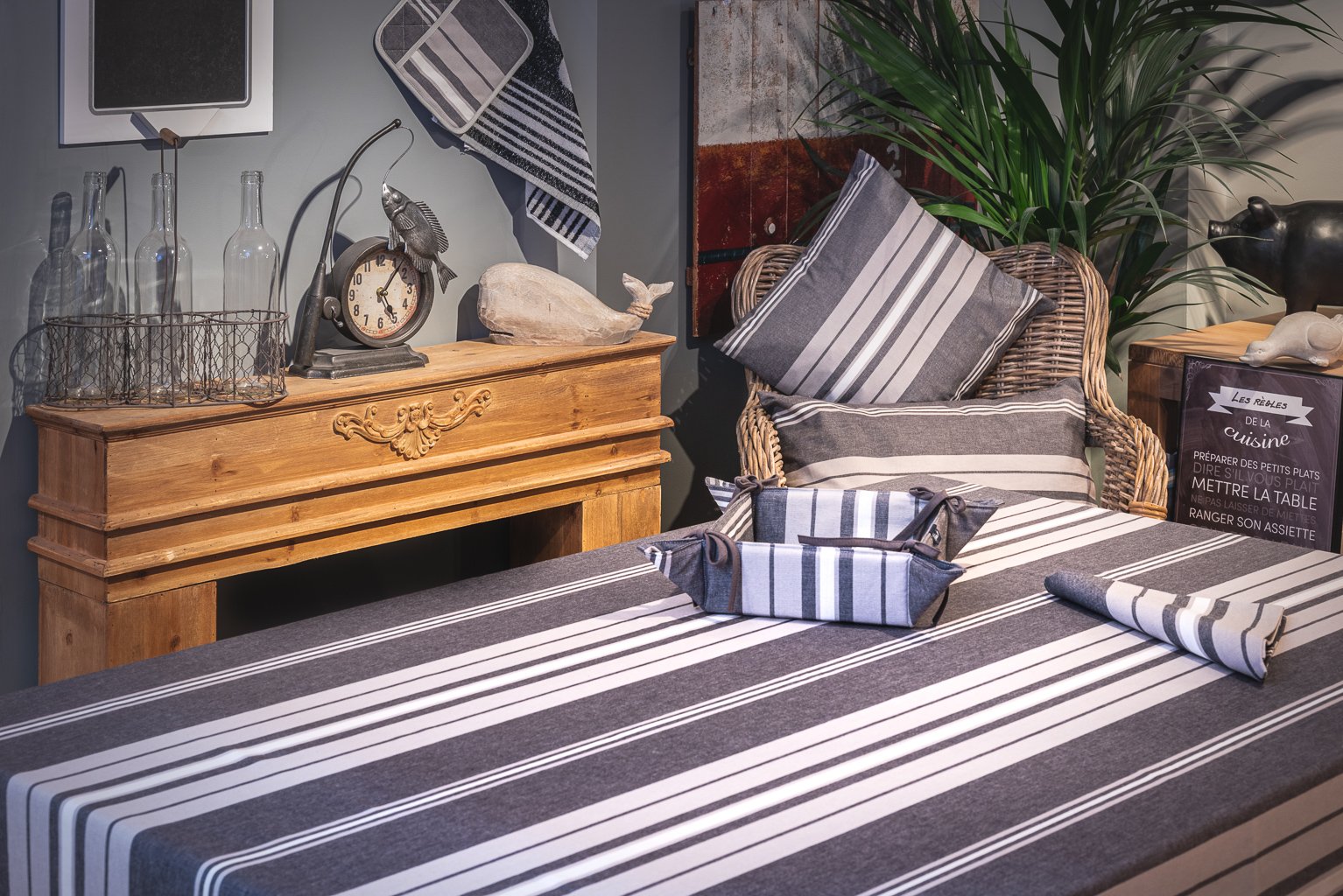 Nappe enduite 100% Coton gris 350 x 160cm Nappe enduite 100% Coton gris 350 x 160cm