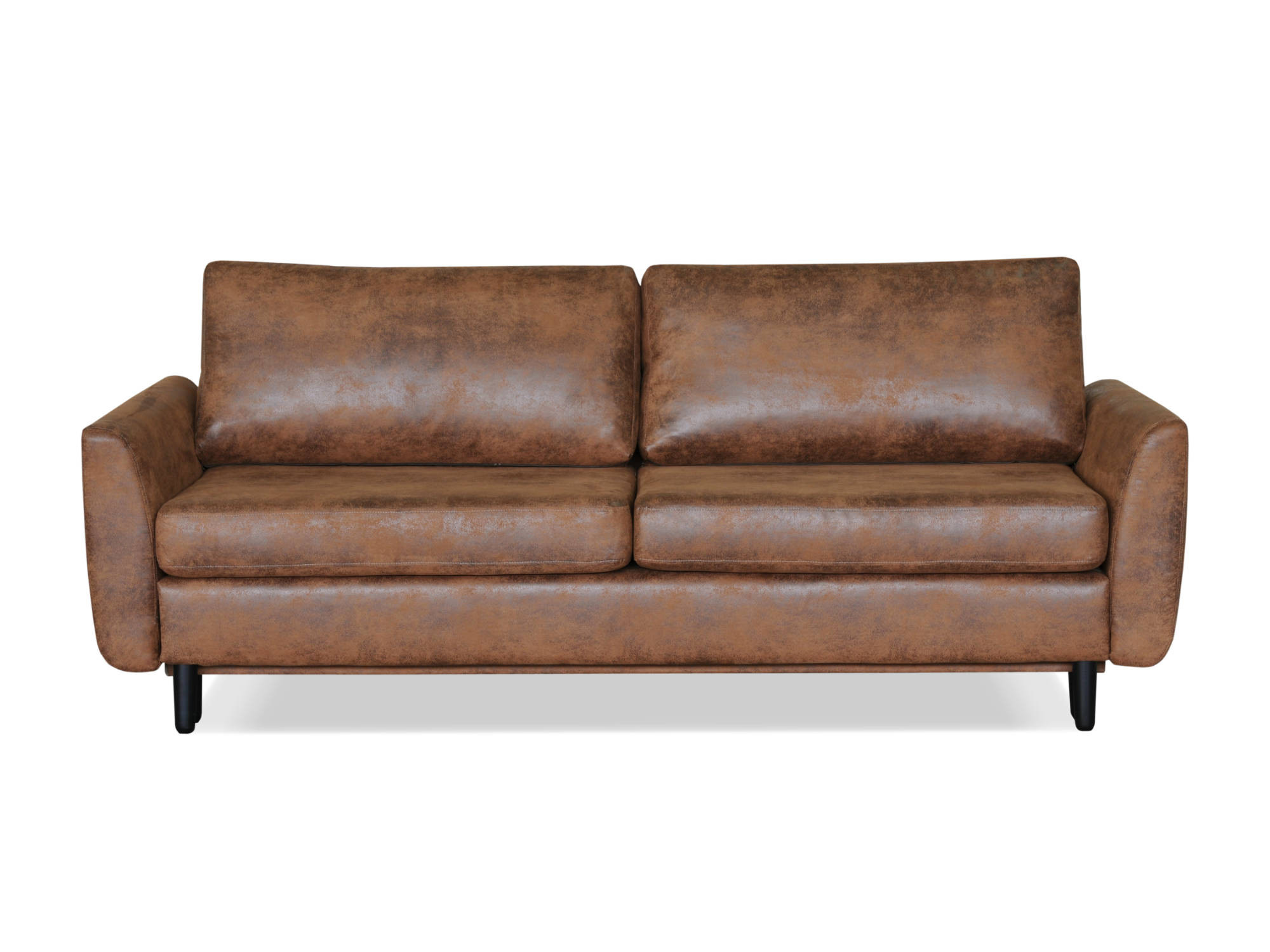 Canapé droit convertible 3 places Microfibre Marron