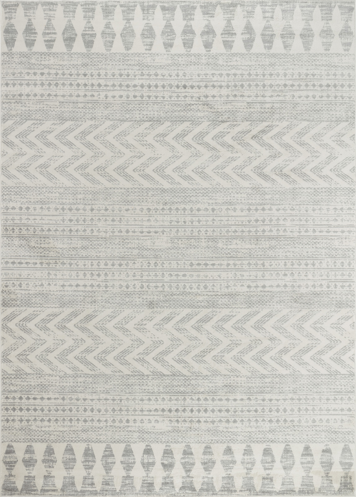 Tapis Géométrique, Blanc et Gris - 160x216cm