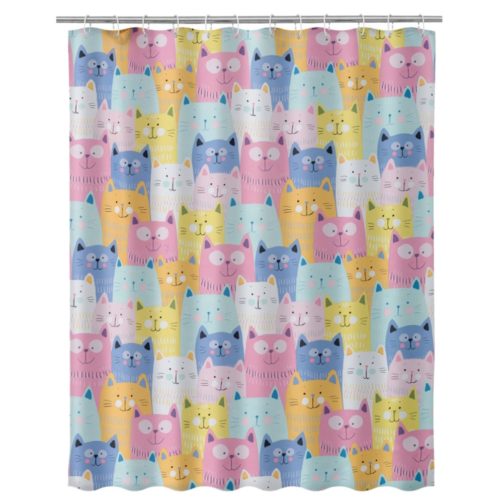 Rideau de douche chats multicolores 180x200cm Rideau de douche chats multicolores 180x200cm