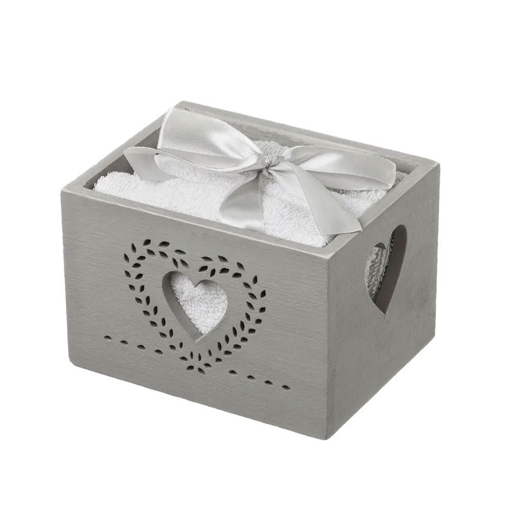 4 serviettes d'invité coeur en coffret cadeau 4 serviettes d'invité coeur en coffret cadeau