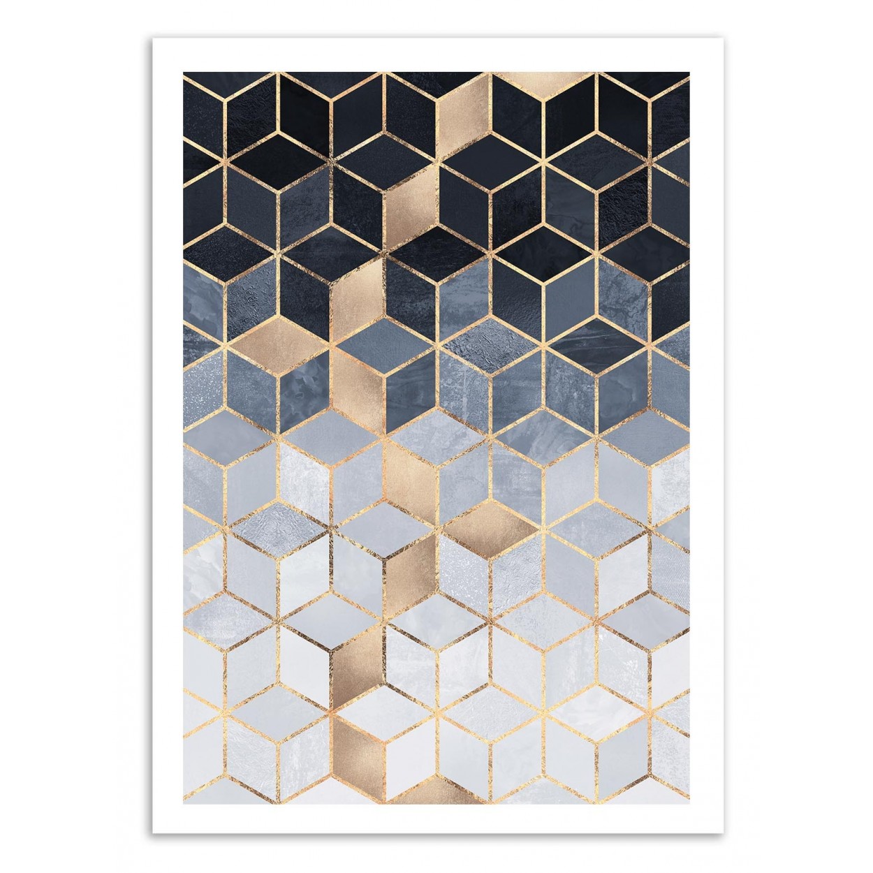 SOFT BLUE GRADIENT CUBES - Affiche d'art 50 x 70 cm SOFT BLUE GRADIENT CUBES - Affiche d'art 50 x 70 cm