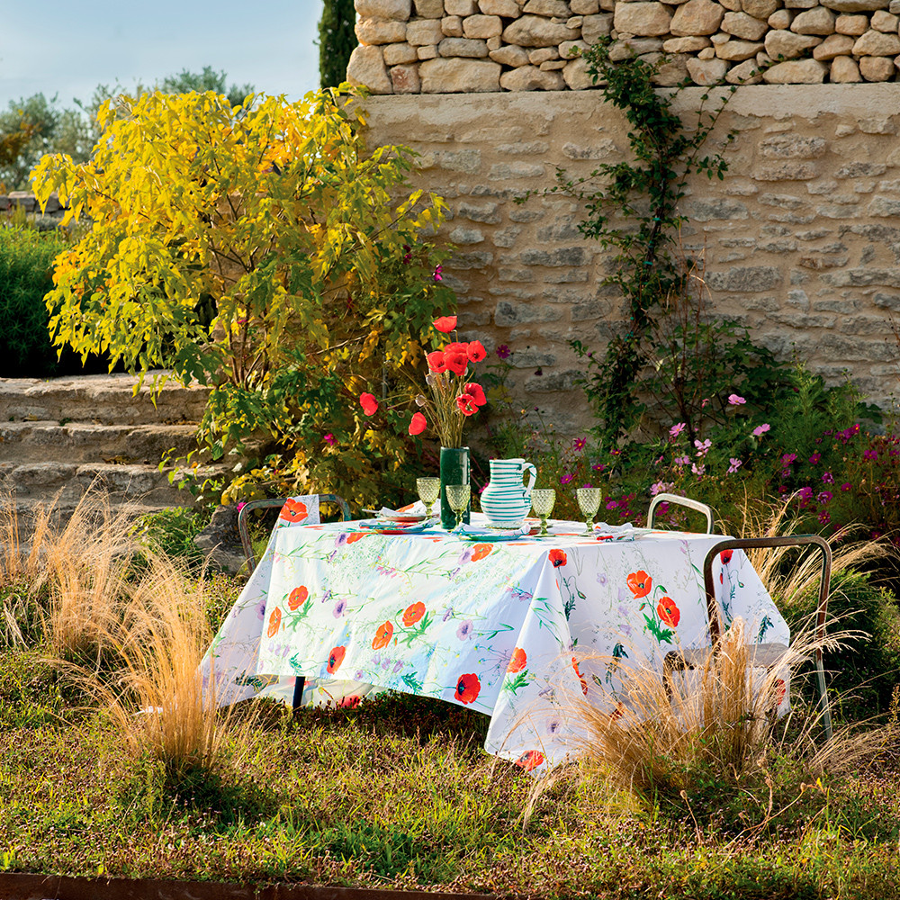 Nappe carrée antitache déperlant pur coton bio 155x155 Nappe carrée antitache déperlant pur coton bio 155x155