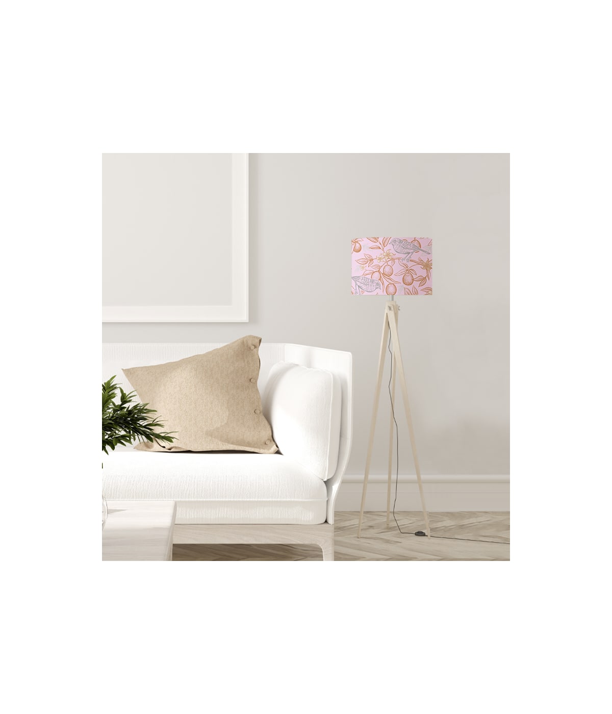 Abat-jour Lampadaire oiseau rose acidulé D 45 x H 25 Abat-jour Lampadaire oiseau rose acidulé D 45 x H 25