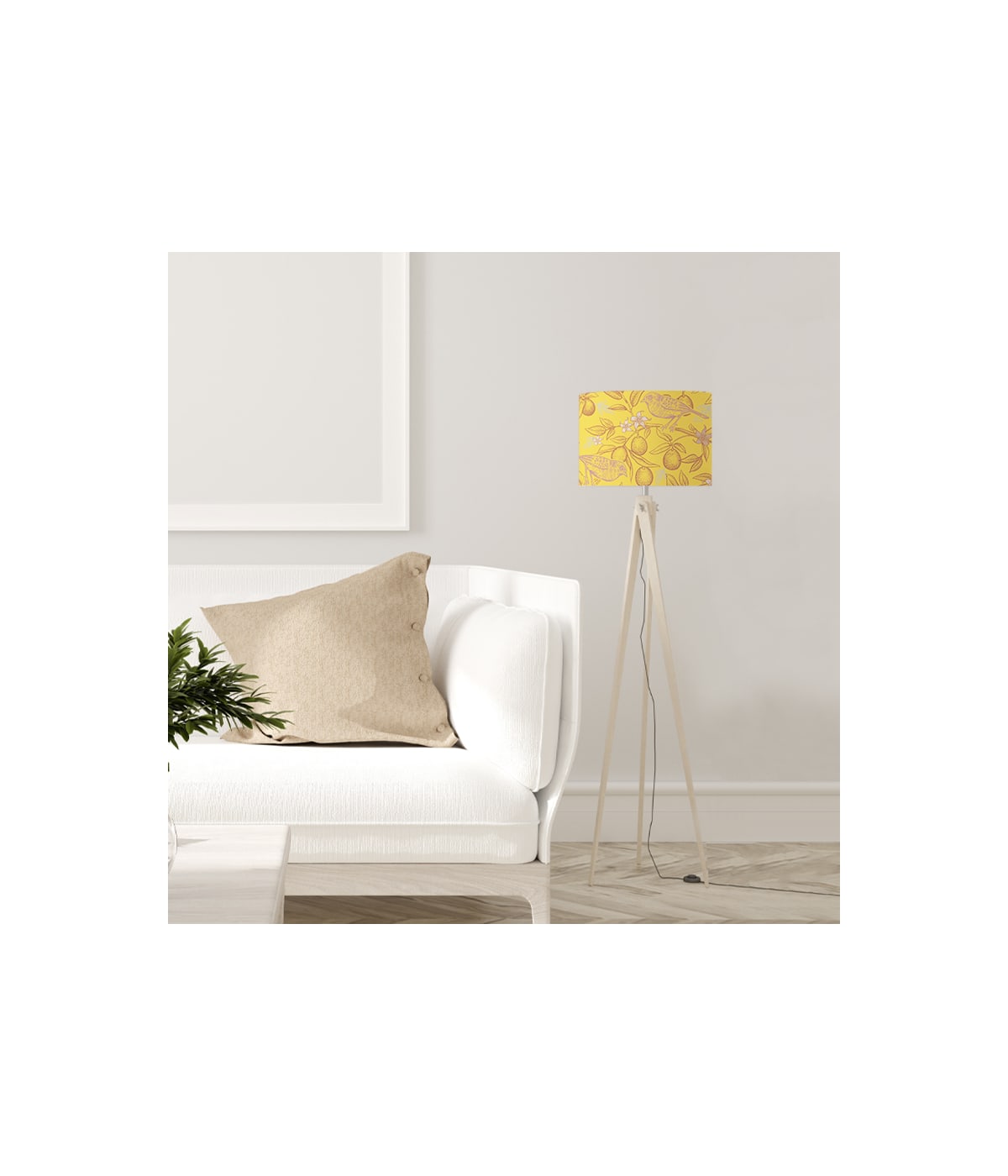 Abat-jour Lampadaire oiseau jaune acidulé D 45 x H 25 Abat-jour Lampadaire oiseau jaune acidulé D 45 x H 25