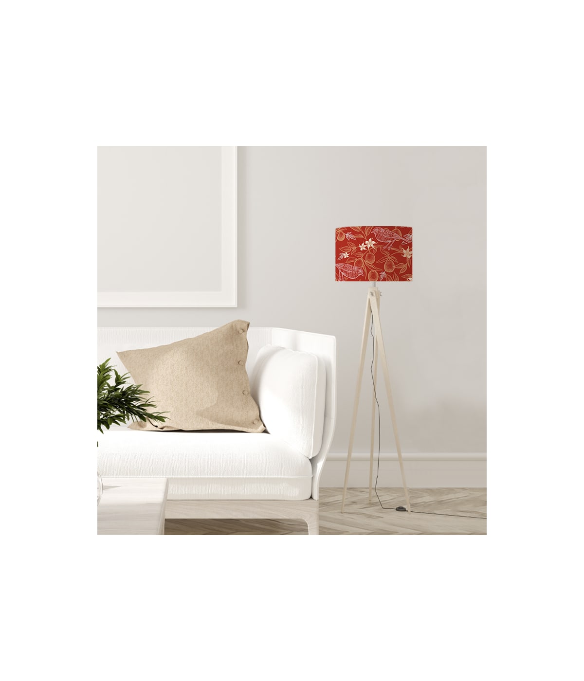 Abat-jour Lampadaire oiseau rouge acidulé D 45 x H 25 Abat-jour Lampadaire oiseau rouge acidulé D 45 x H 25