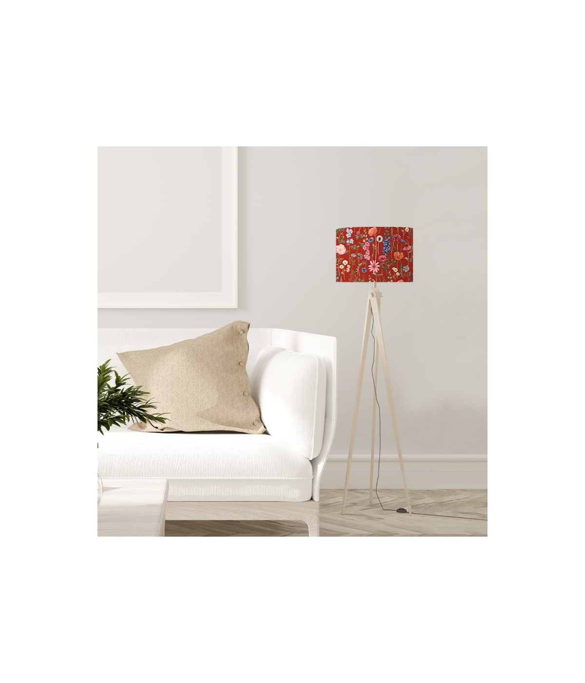 Abat-jour Lampadaire fleur rouge acidulé D 45 x H 25 Abat-jour Lampadaire fleur rouge acidulé D 45 x H 25