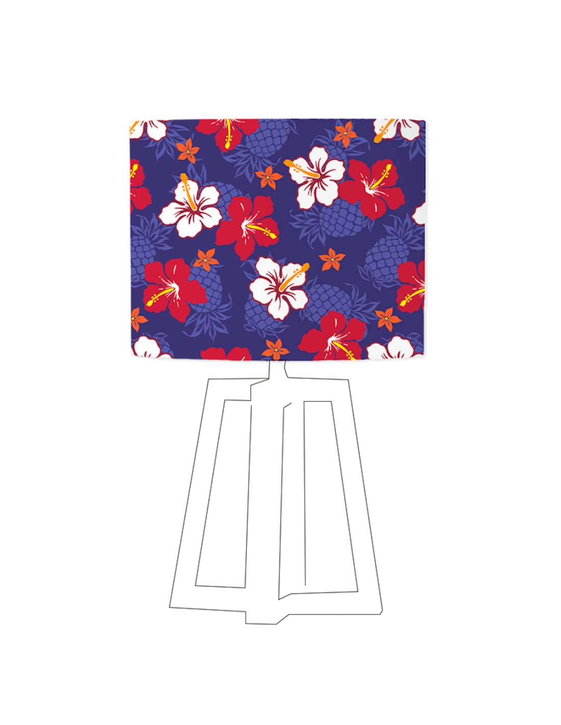 Abat-jour bleu imprimé rouge et blanc D 45 cm (photo) Abat-jour bleu imprimé rouge et blanc D 45 cm