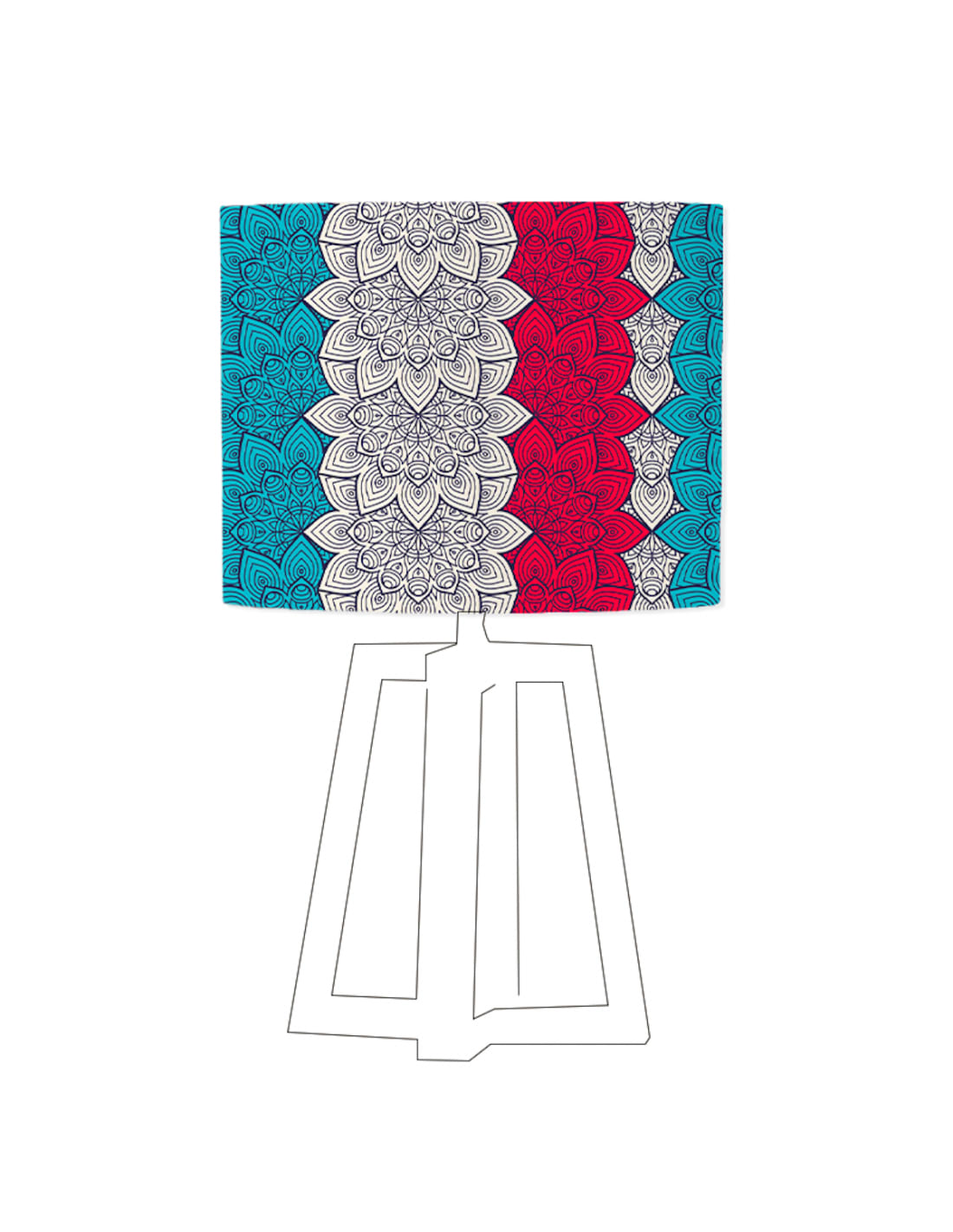 Abat-jour bleu imprimé rouge D 45 cm (photo) Abat-jour bleu imprimé rouge D 45 cm
