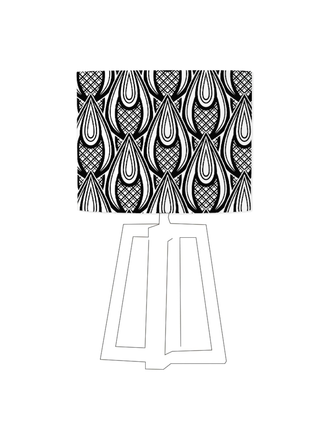Abat-jour blanc imprimé noir D 60 cm (photo) Abat-jour blanc imprimé noir D 60 cm