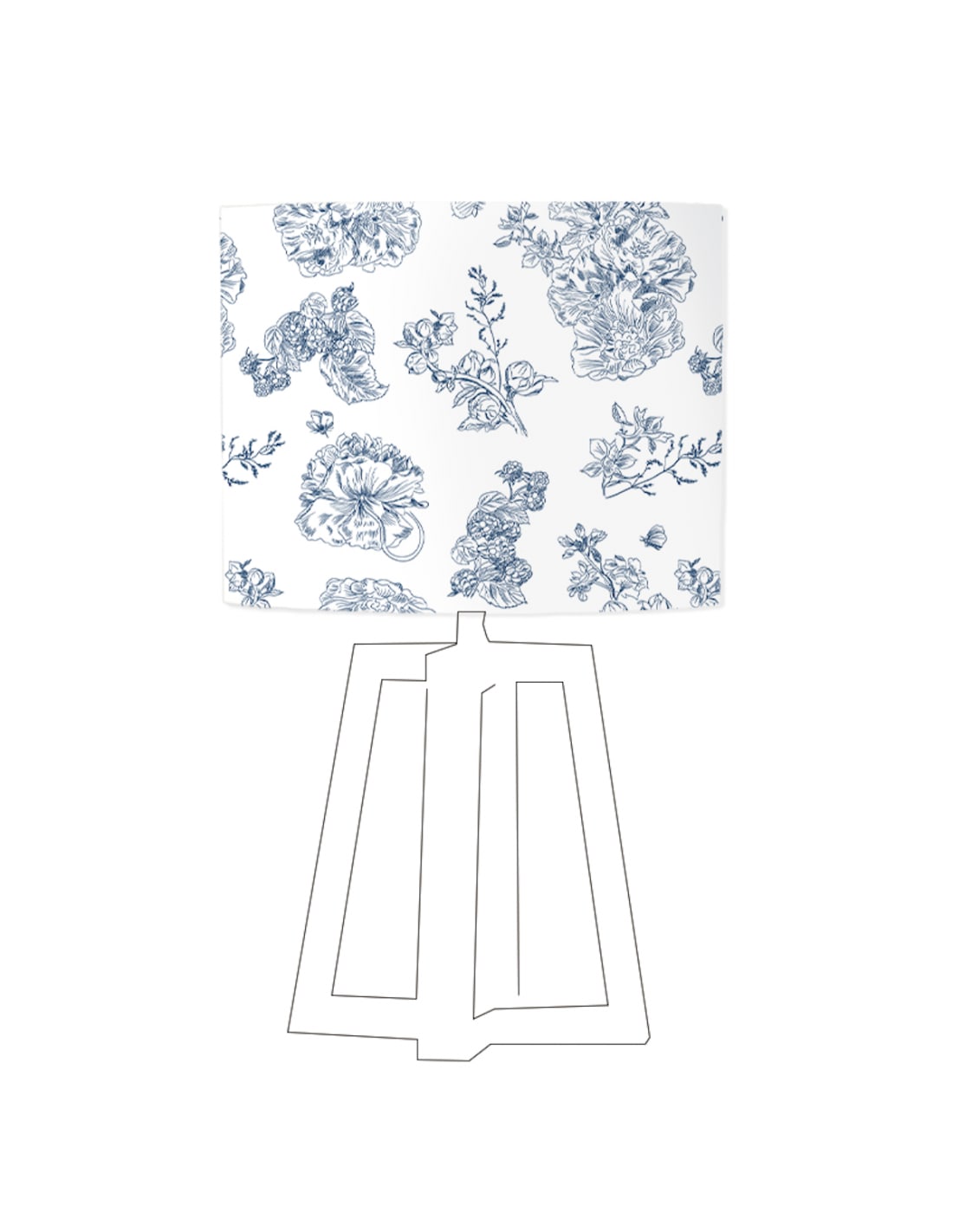 Abat-jour blanc imprimé bleu d 35 cm (photo) Abat-jour blanc imprimé bleu d 35 cm