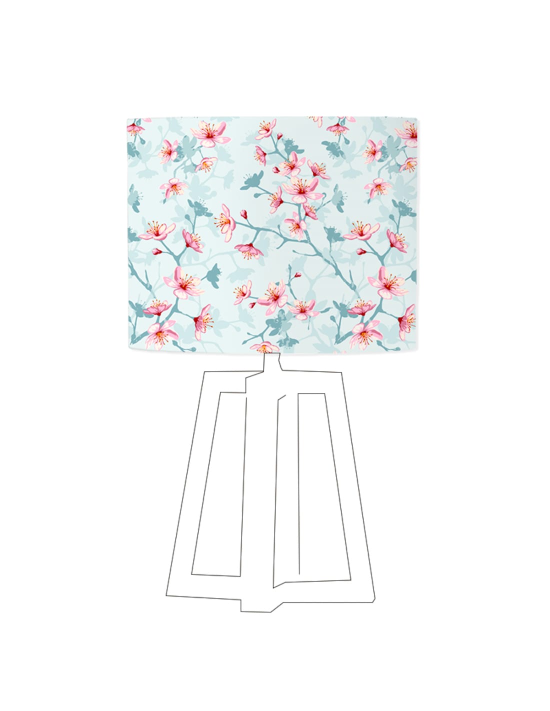 Abat-jour bleu imprimé rose D 60 cm (photo) Abat-jour bleu imprimé rose D 60 cm