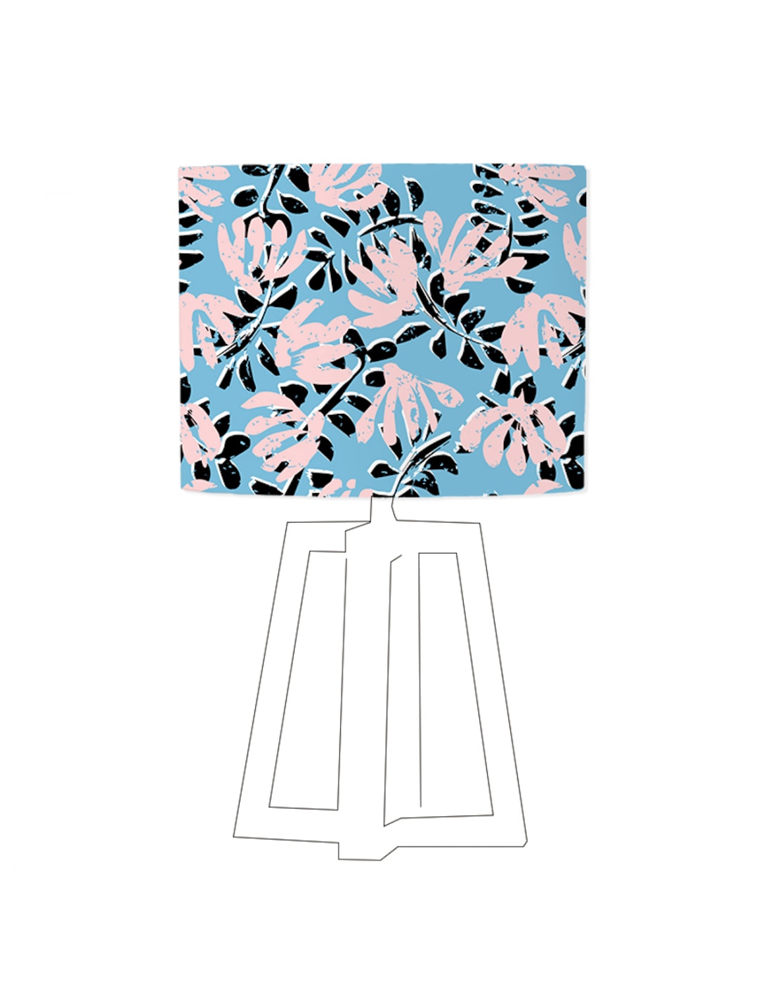 Abat-jour bleu imprimé rose D 45 cm (photo) Abat-jour bleu imprimé rose D 45 cm