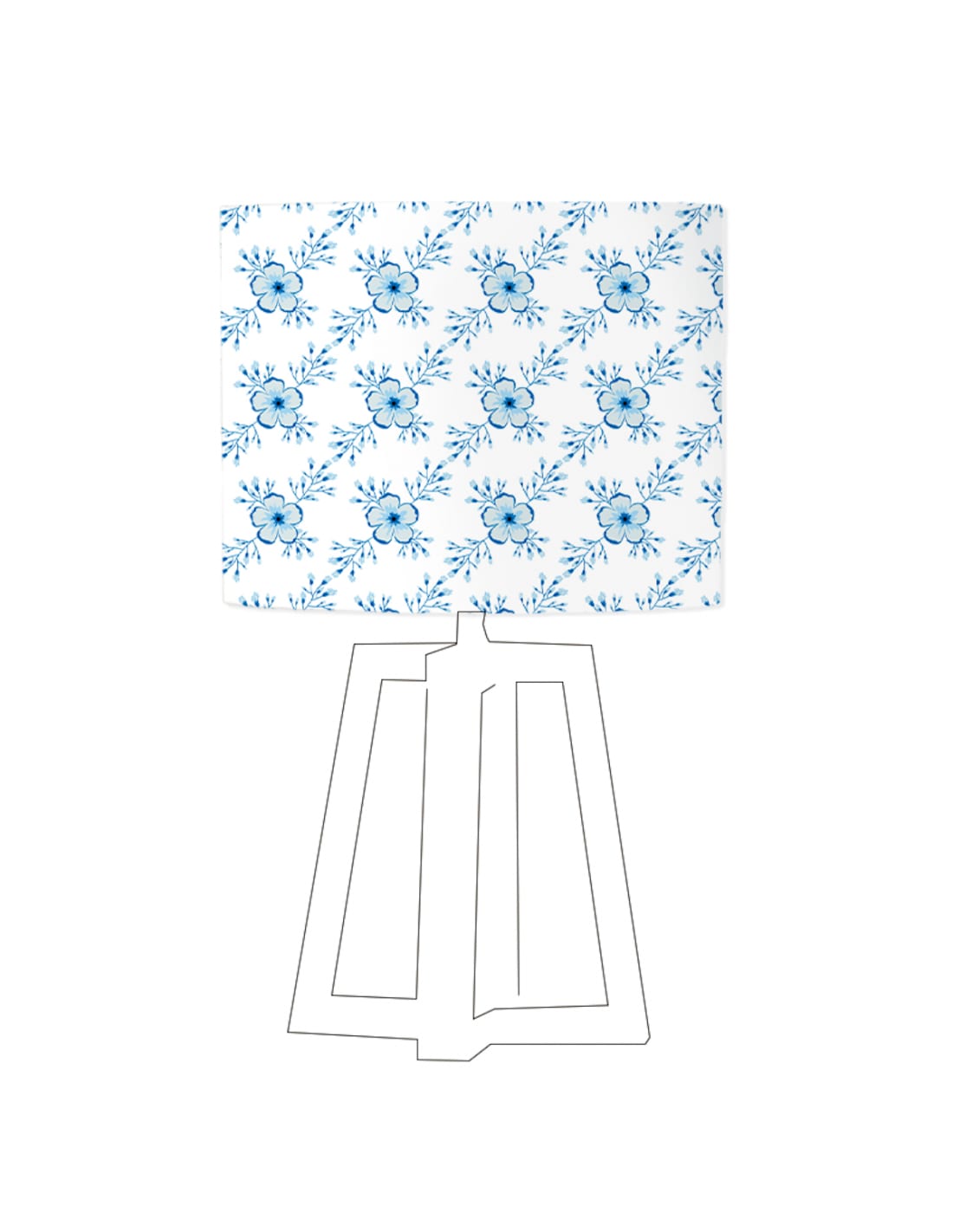 Abat-jour blanc imprimé bleu d 60 cm (photo) Abat-jour blanc imprimé bleu d 60 cm