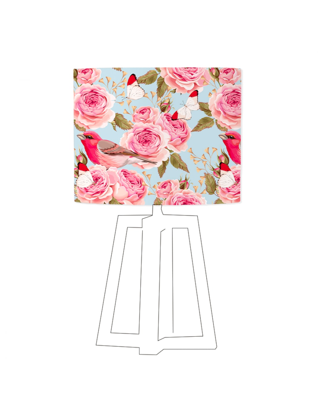 Abat-jour bleu imprimé rose D 45 cm (photo) Abat-jour bleu imprimé rose D 45 cm