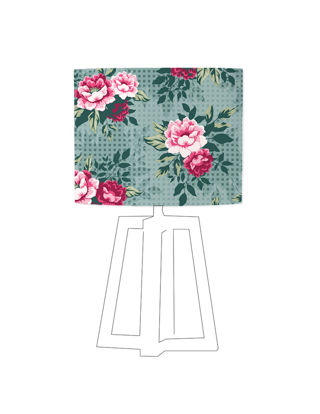 Abat-jour bleu imprimé rose D 60 cm (photo) Abat-jour bleu imprimé rose D 60 cm
